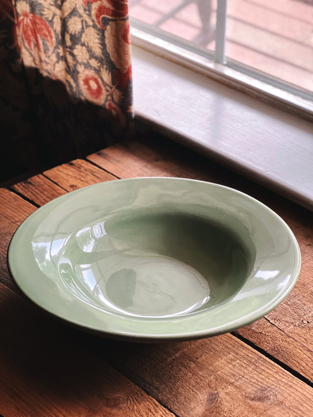 Pottery Barn Sausalito Sage Green Rimmed Soup Bowl
