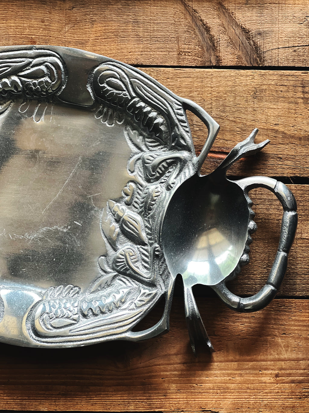 Armetale style crab serving tray for coastal entertaining