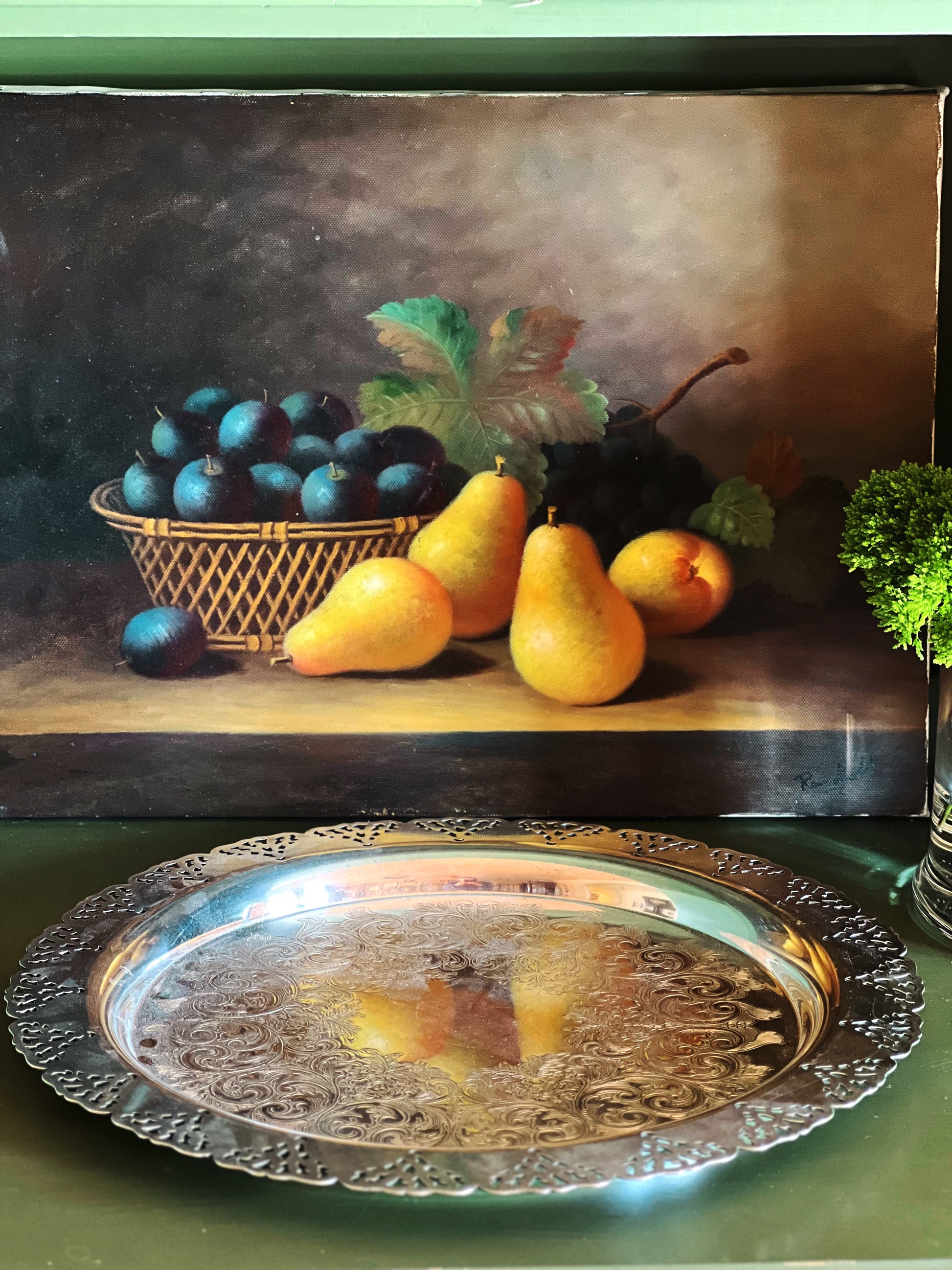 Vintage Silver Gallery Tray with Pierced Rim