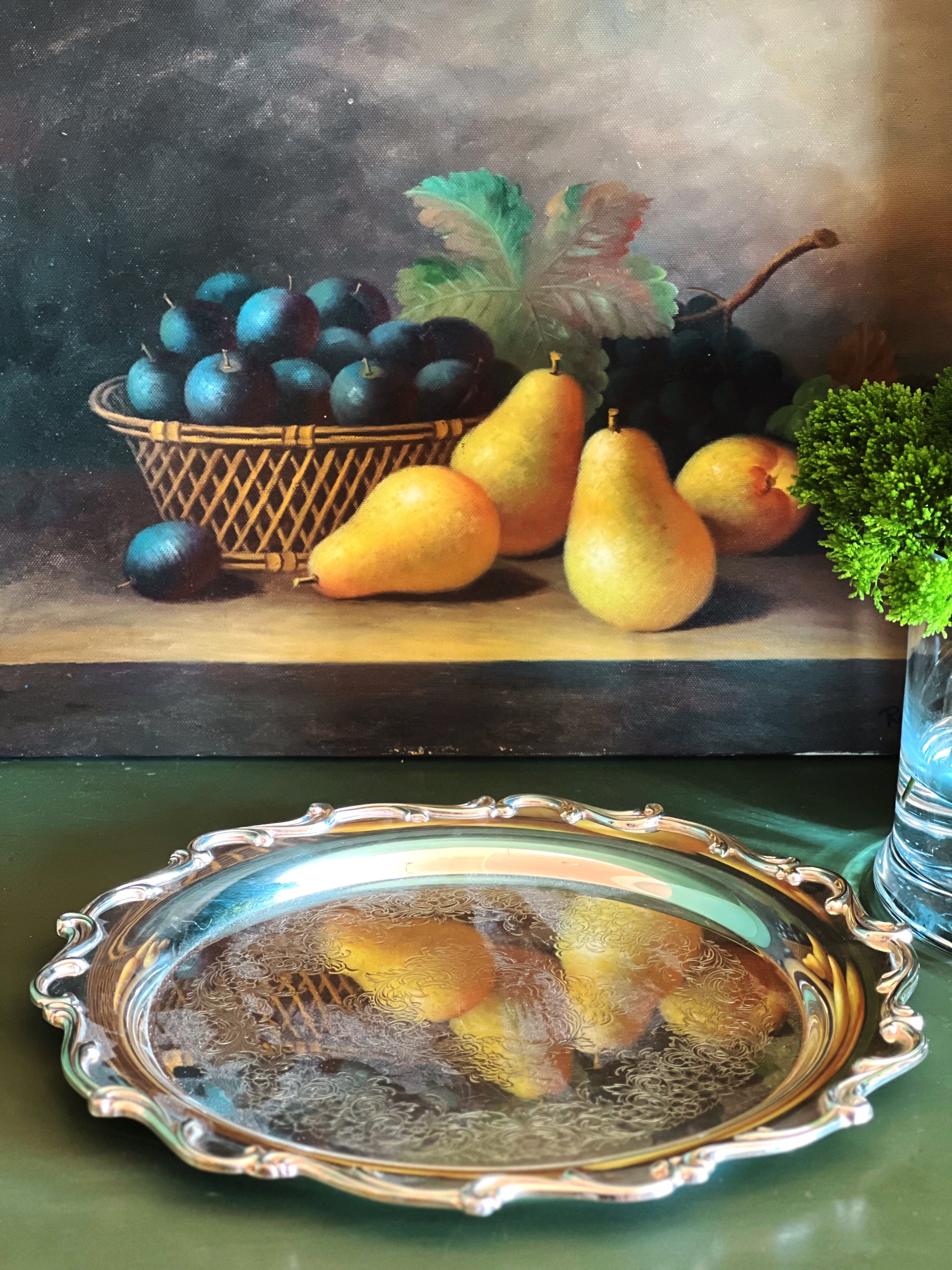 Collected old-world silverplate tray by National Silver