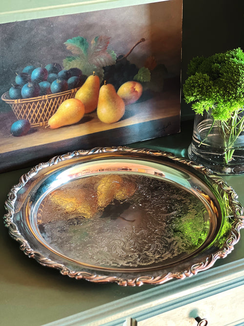 Large Georgian Scroll style silverplate serving tray