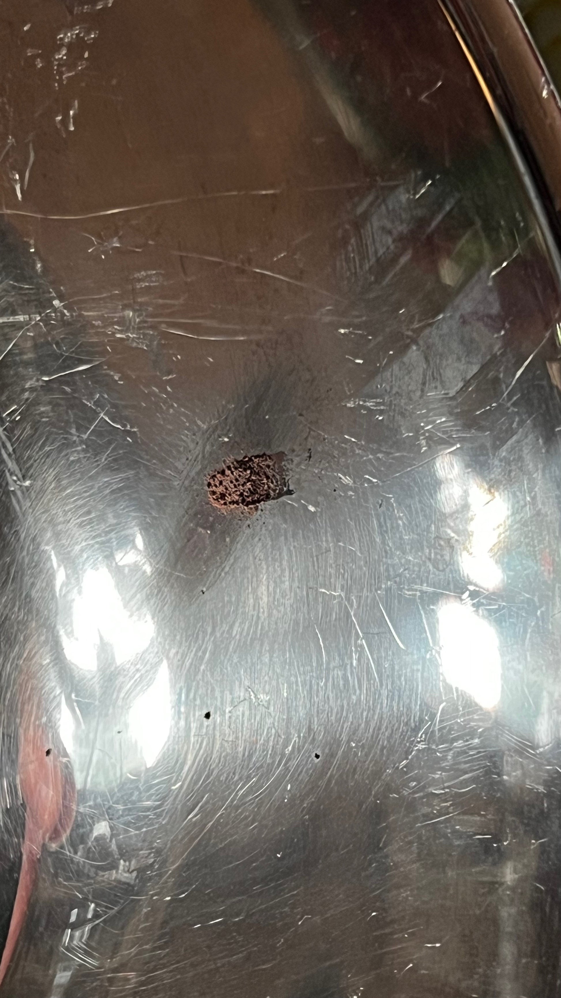 discolored spot on the interior of a Paul Revere bowl