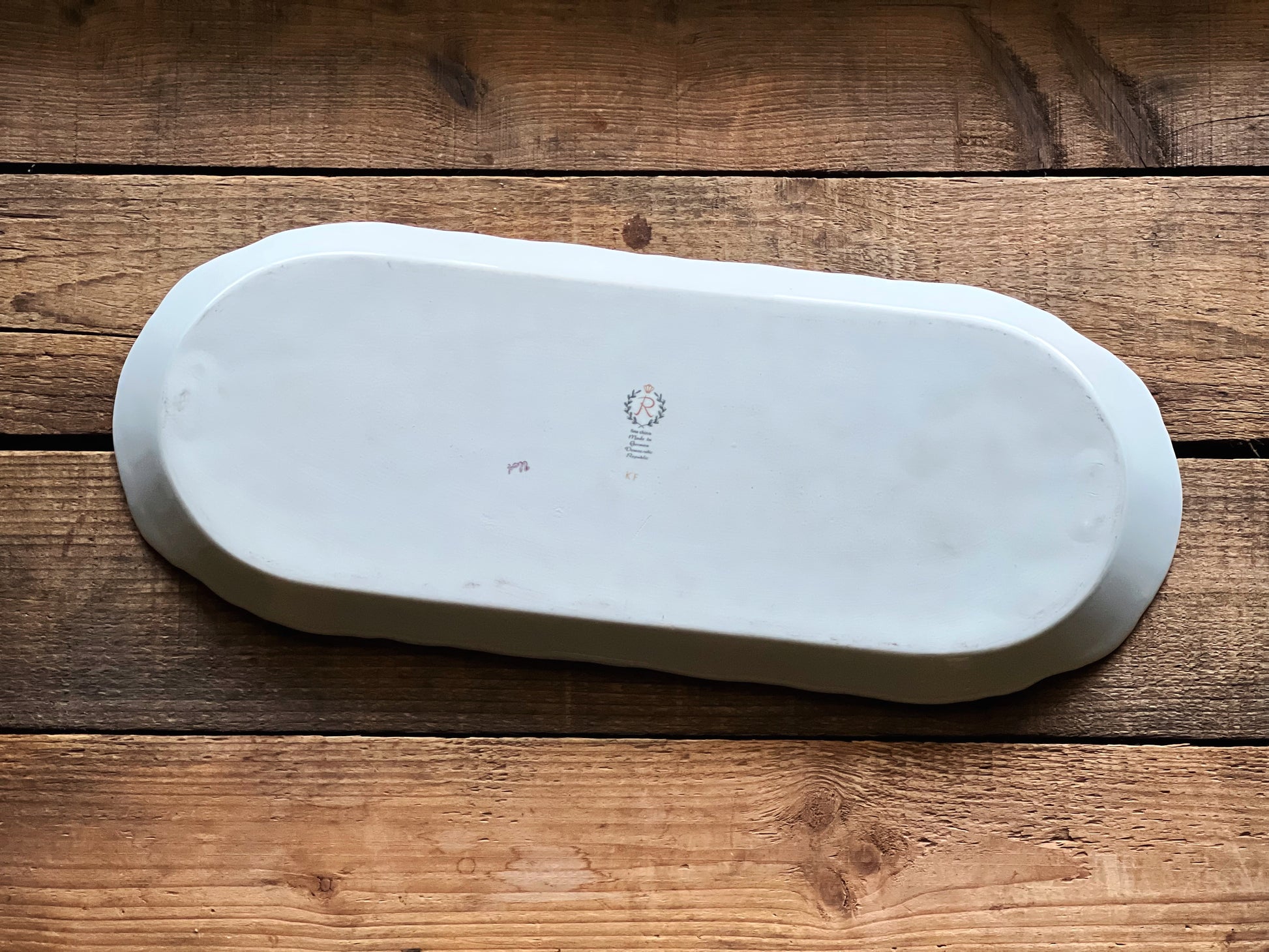 Underside of a Reichenbach German Democratic Republic porcelain serving tray