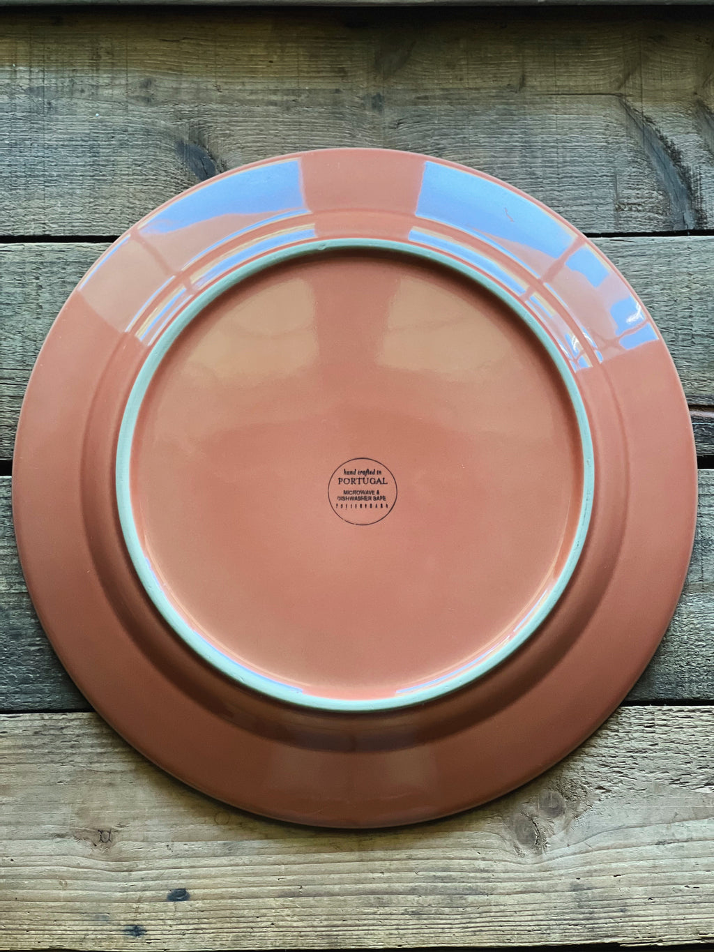 underside of a Pottery Barn Cambria Persimmon Dinner Plate