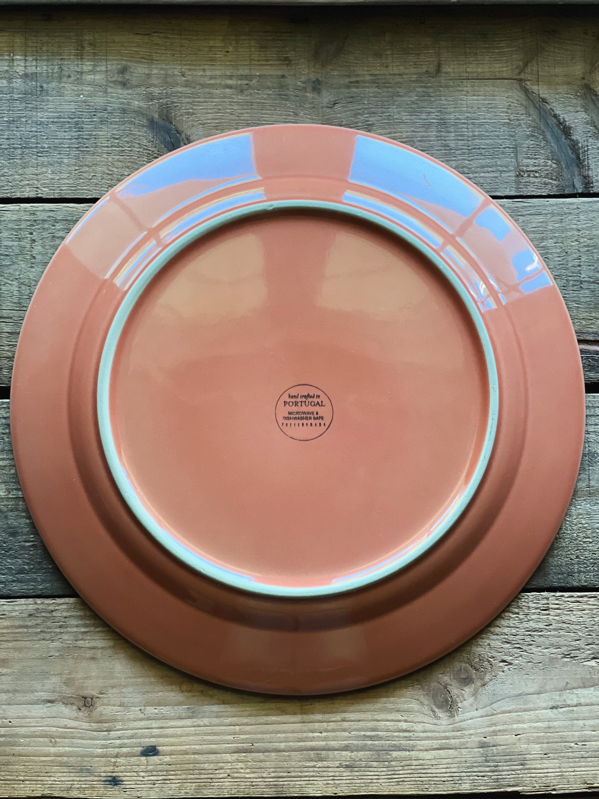 underside of a Pottery Barn Cambria Persimmon Dinner Plate