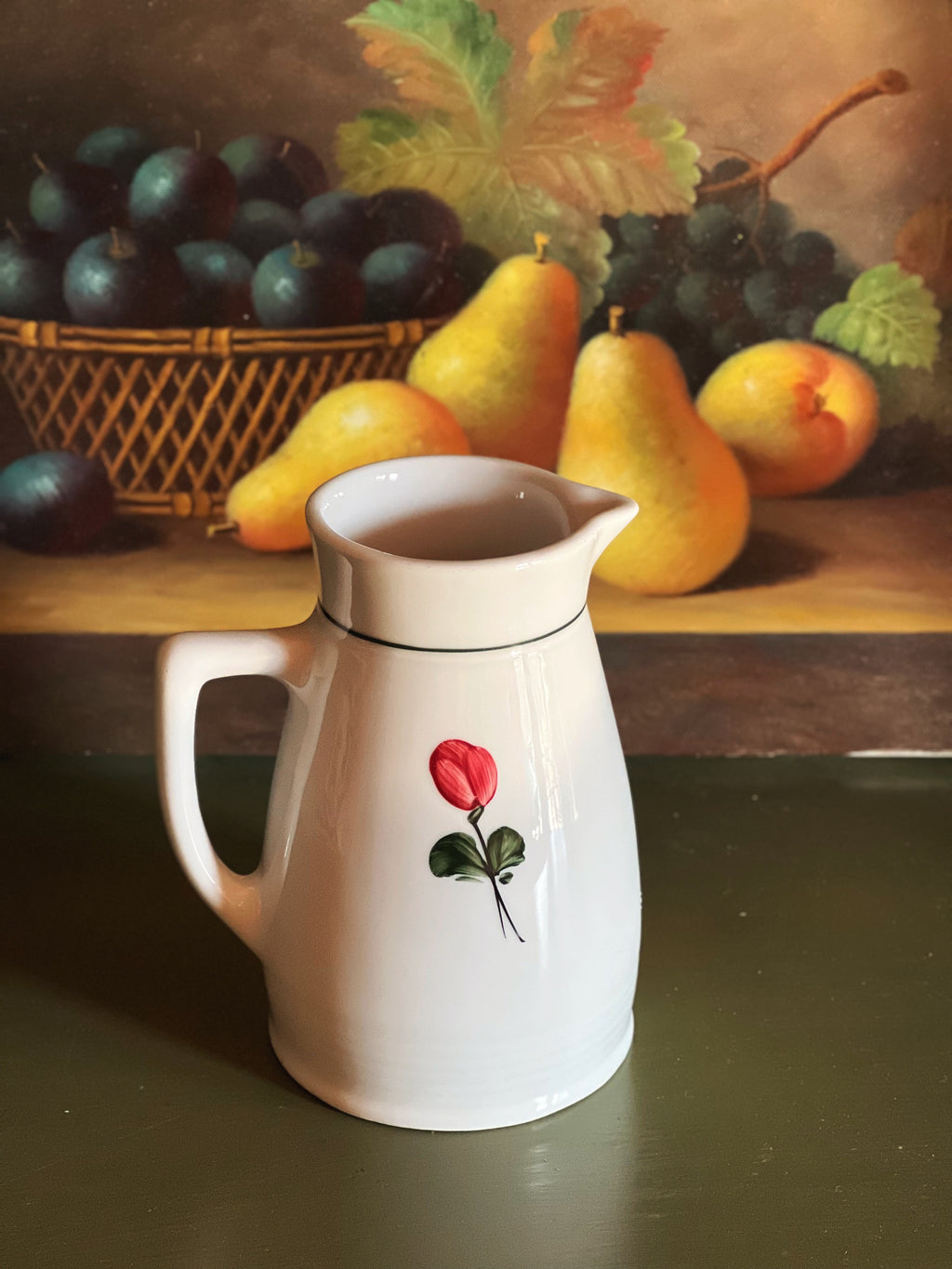 reverse side of a Vintage Lilien Porzellan Austria Floral Pitcher