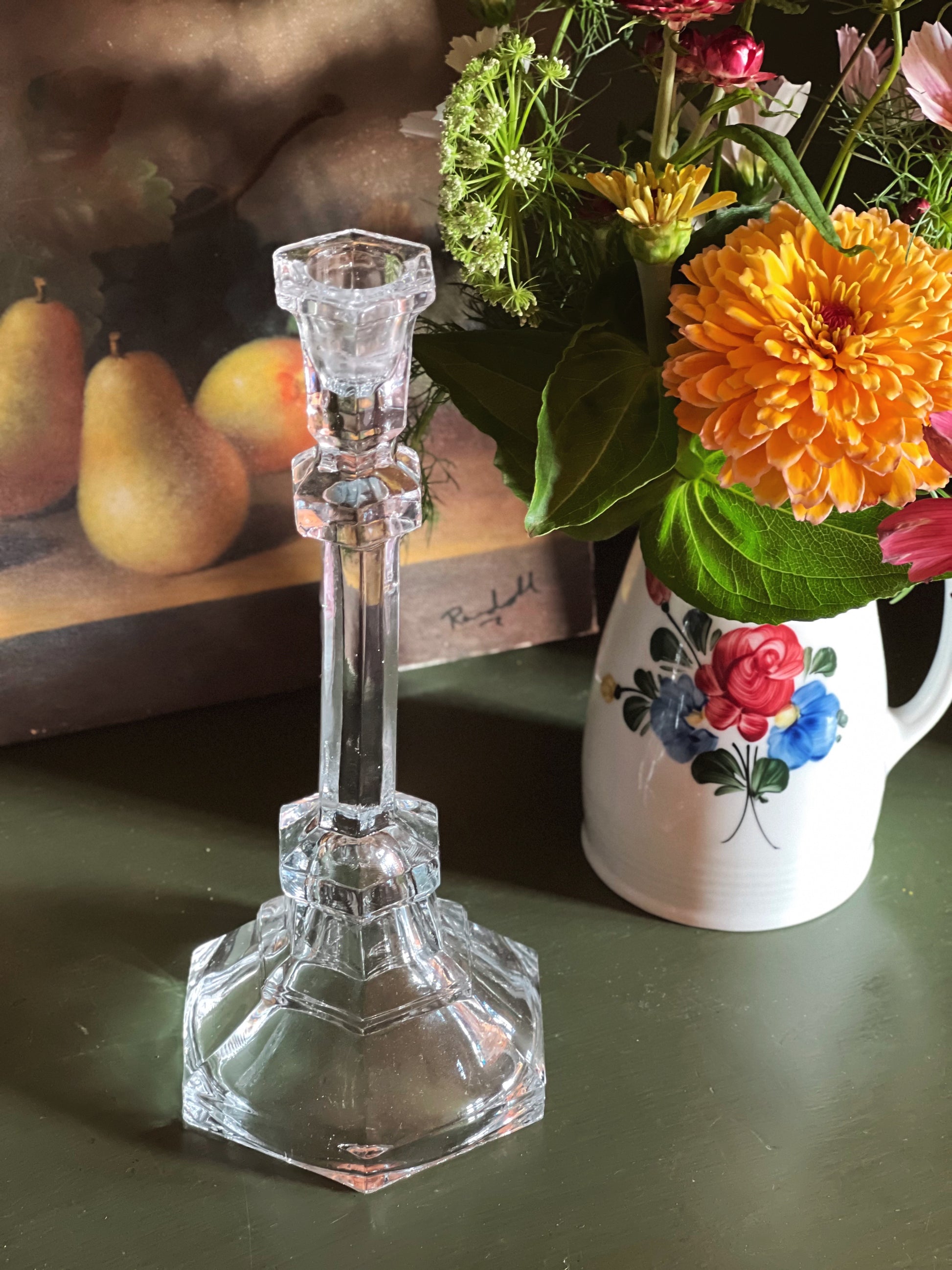 Vintage Pressed Glass Taper Candle Holder