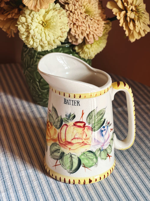 Vintage Hand Painted Ceramic Batter Pitcher