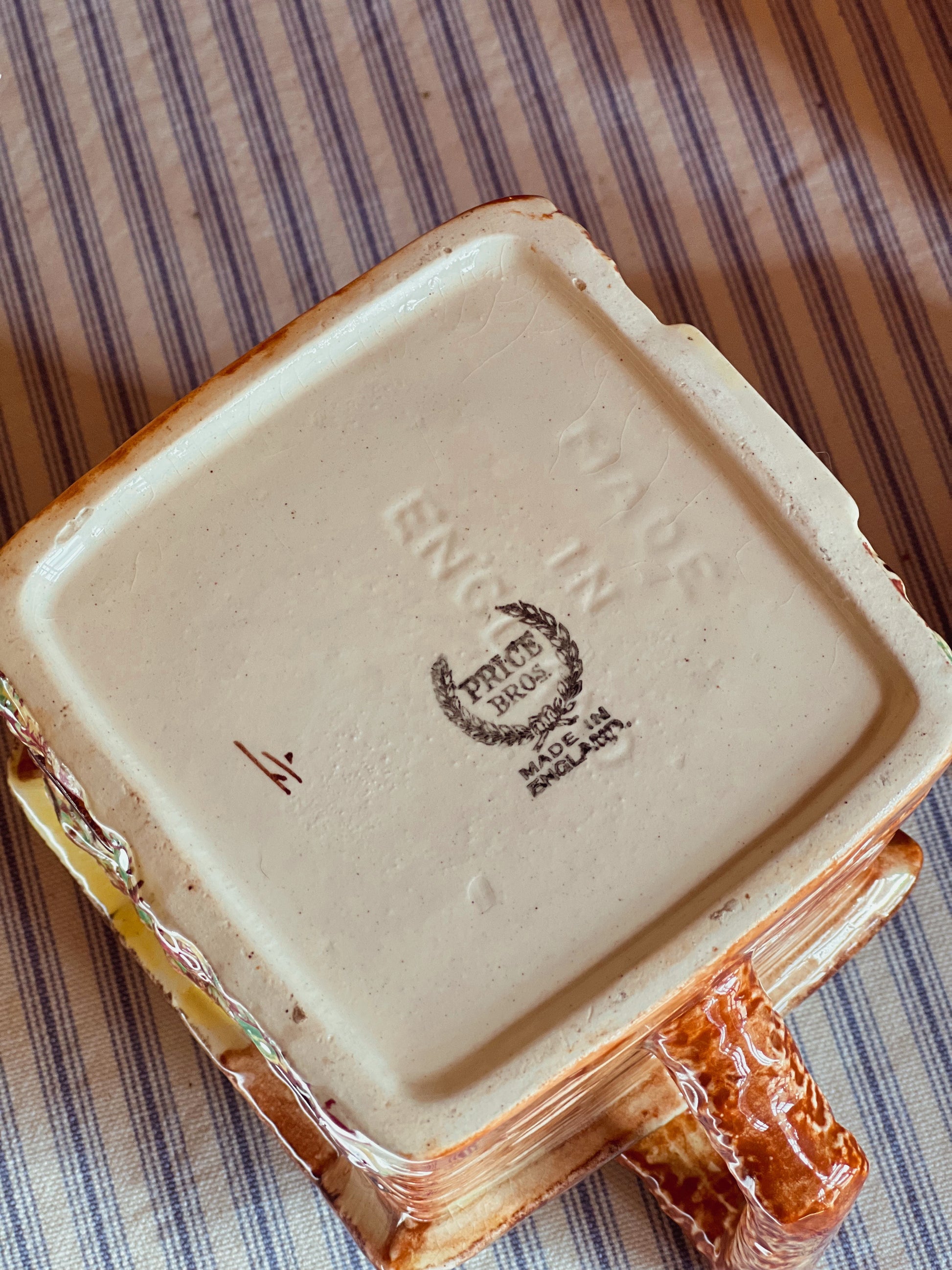 Price Bros maker's mark on the bottom of vintage cottage teapot