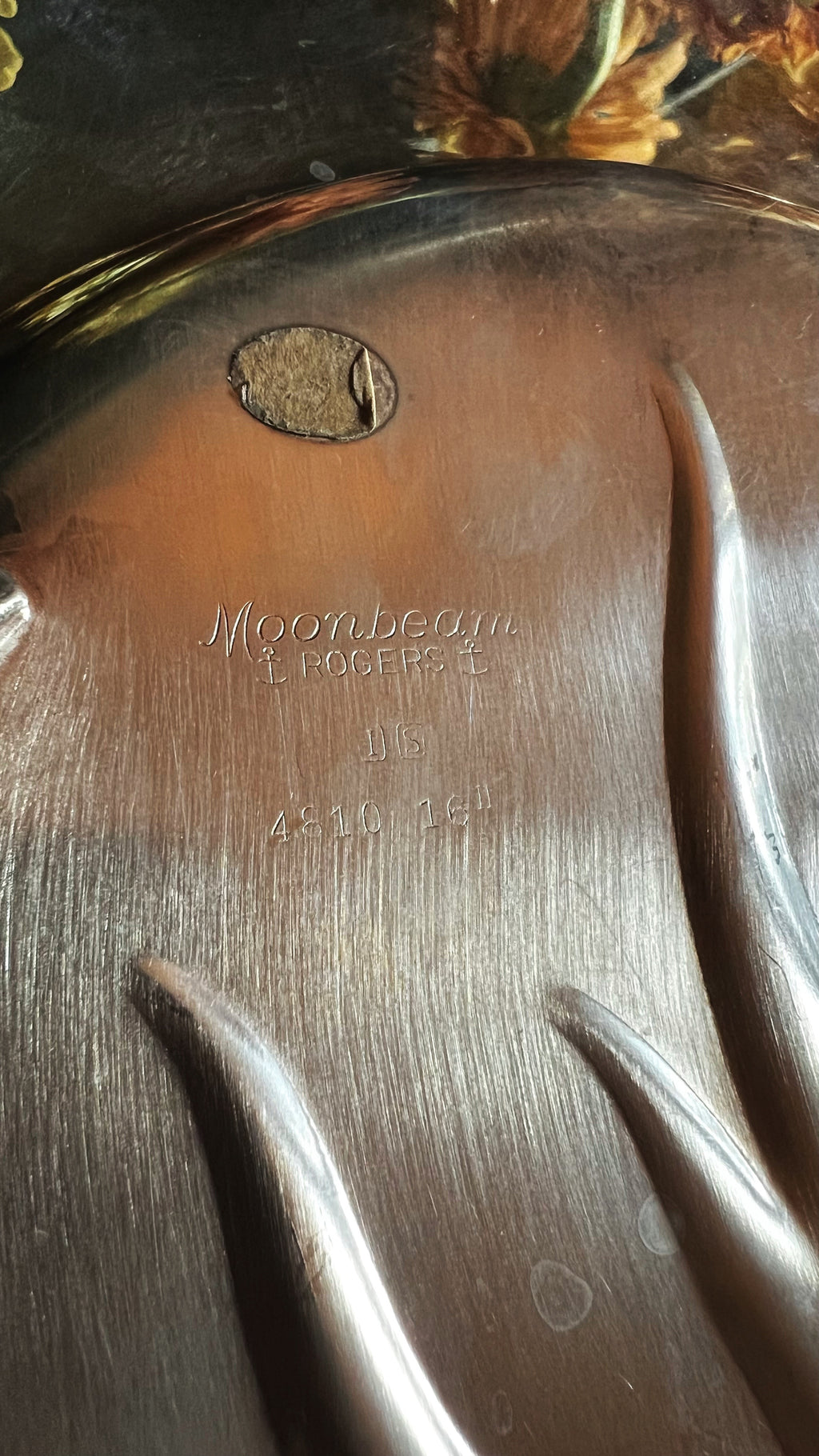 Moonbeam by Rogers marking on a silver meat platter with well