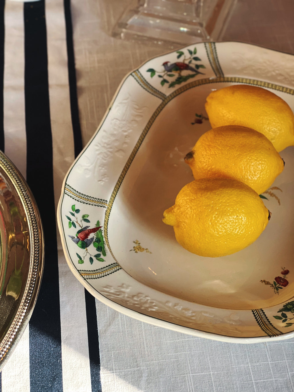 Spode June serving platter with lemons on it
