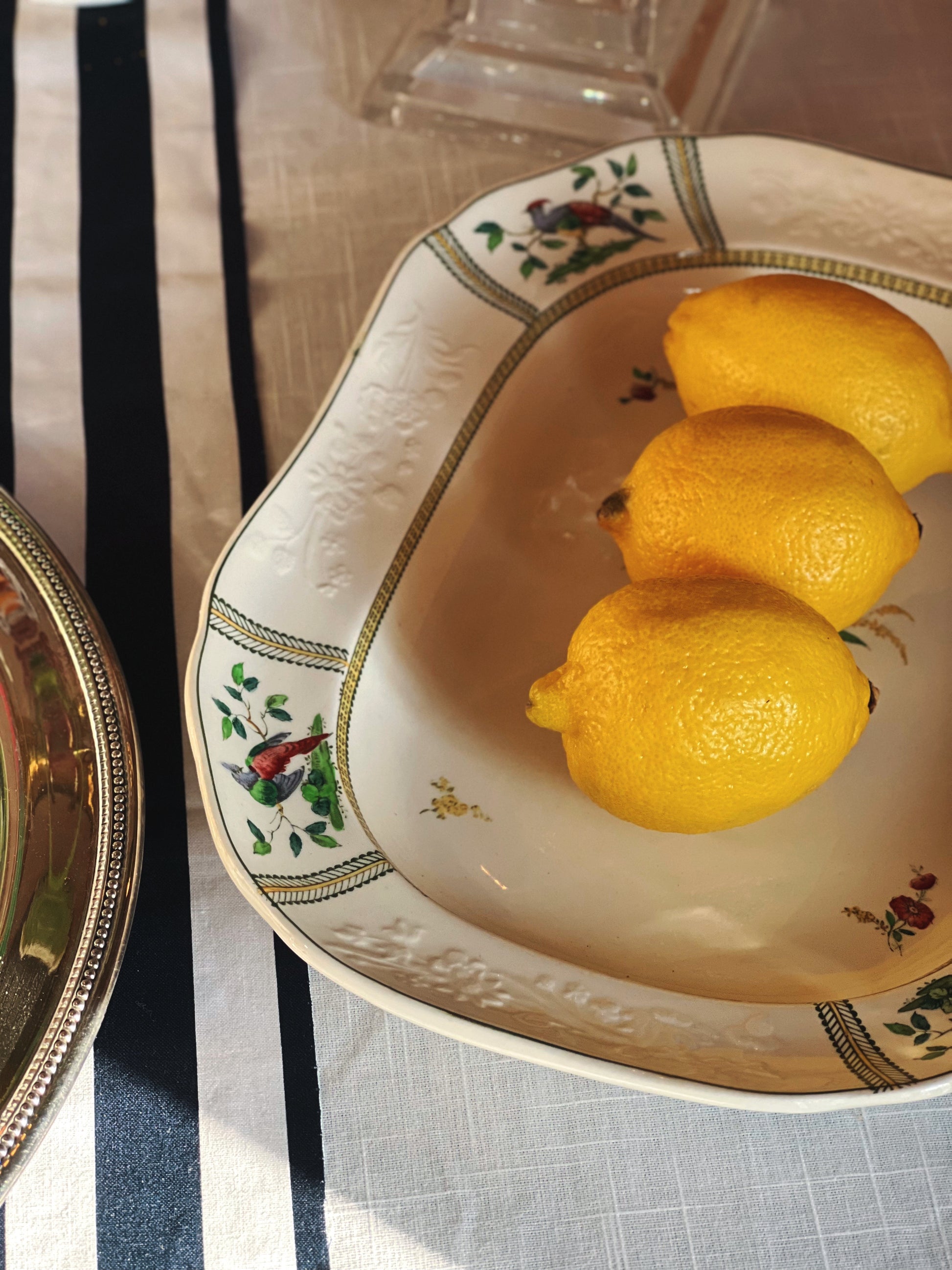 Spode June serving platter with lemons on it