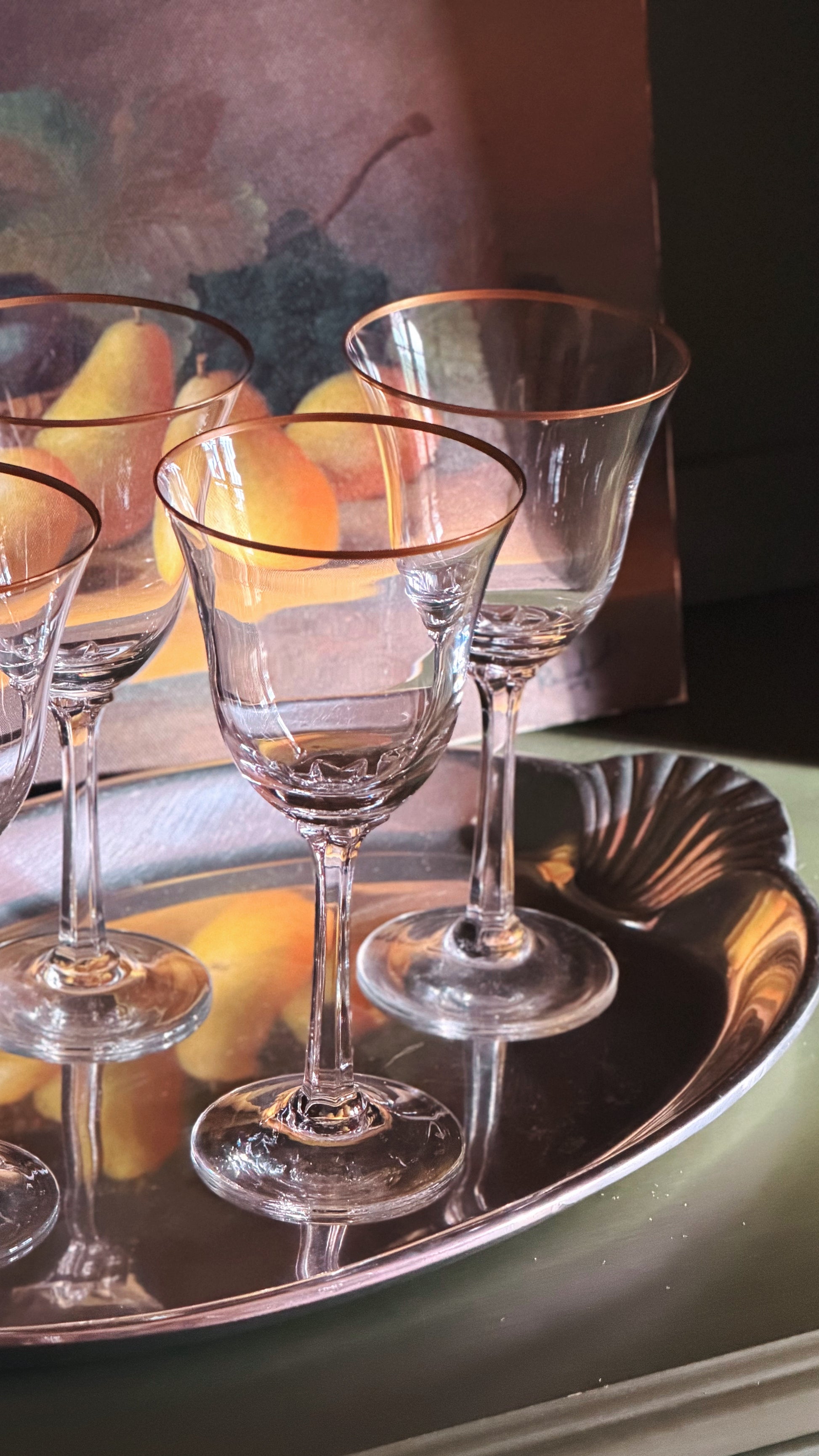 Vintage Lenox Hayworth Crystal Wine Glass with Gold Rims