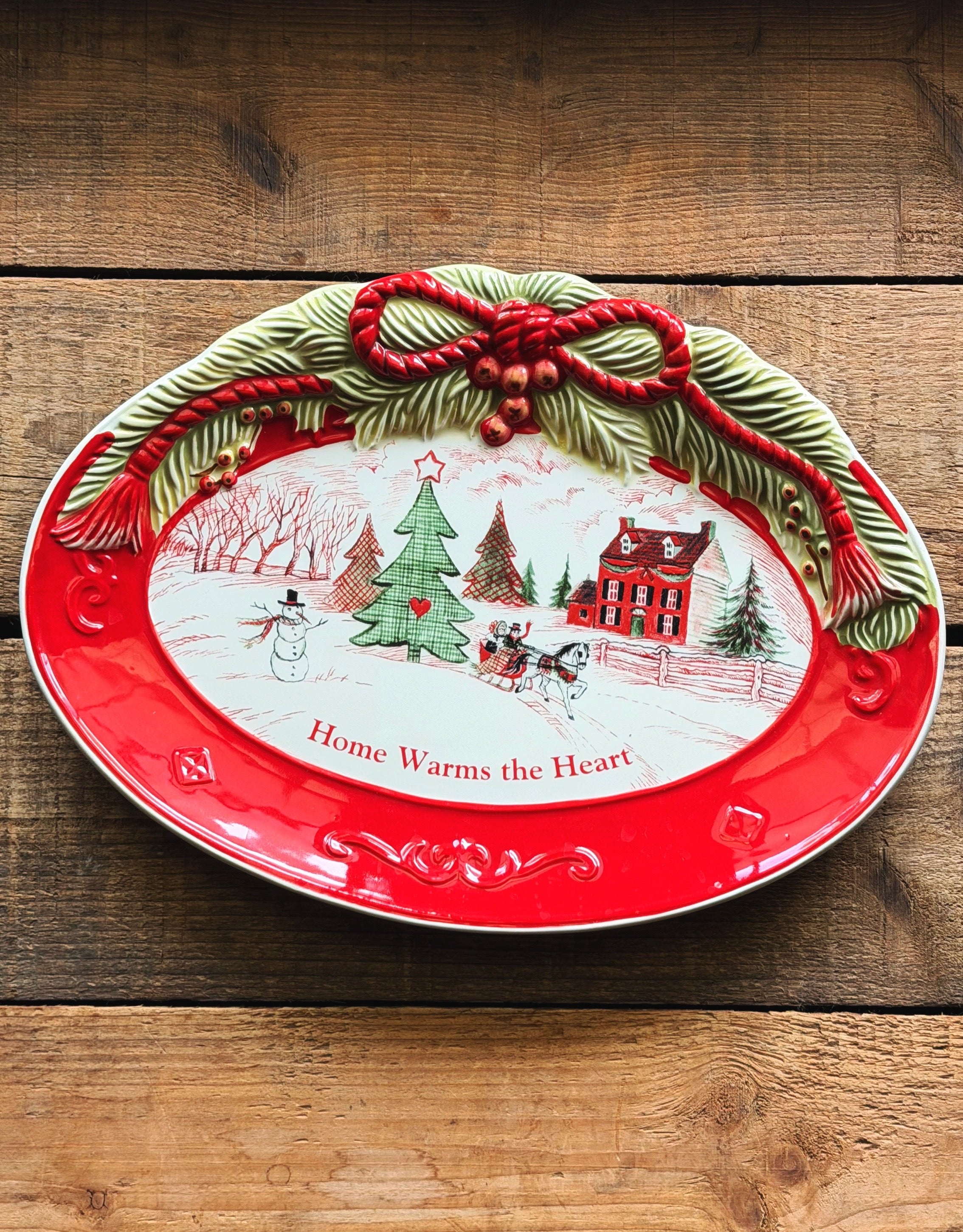 70's Fitz & Floyd U.S.A.コンパートメントプレート ×3 Vintage Fitz & Floyd Holiday Sentiment Tray | Home Warms the Heart