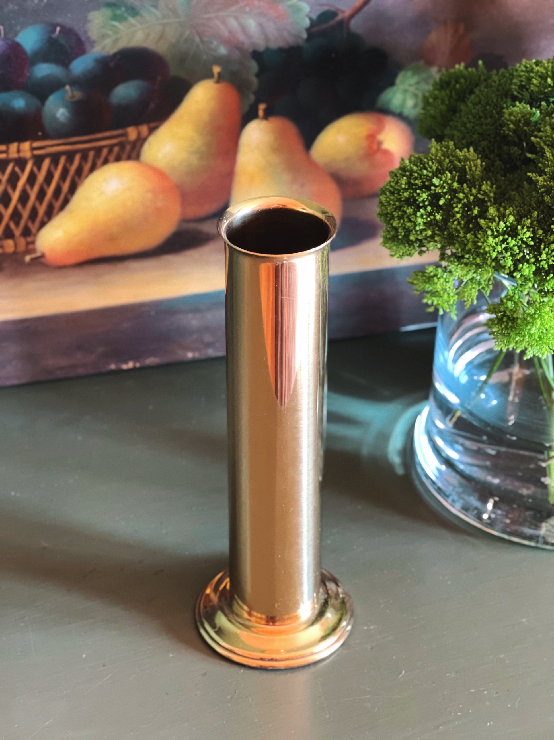 Vintage Brass Cylinder Bud Vase 