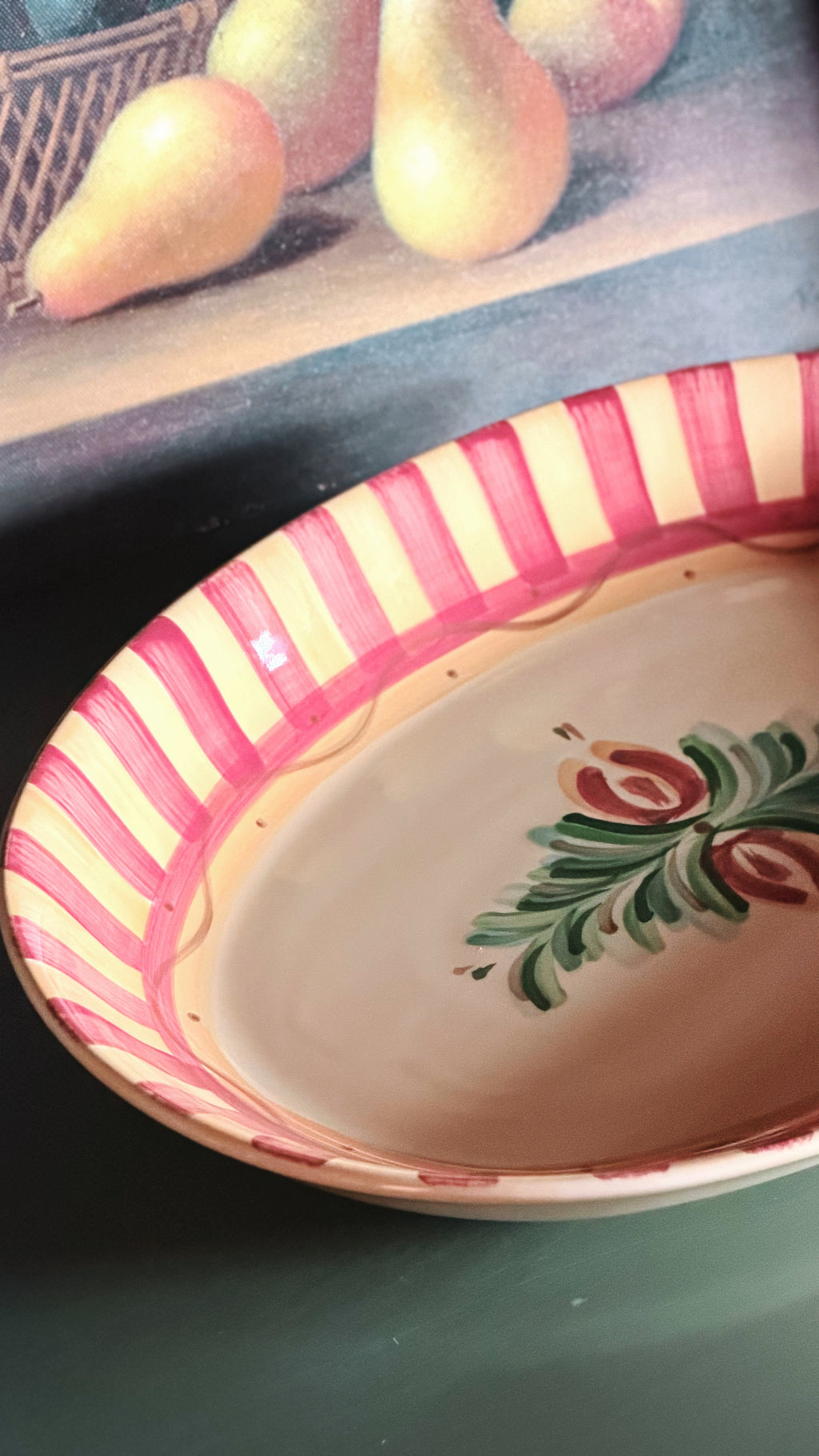close up of a Vintage Gail Pittman Siena Serving Platter