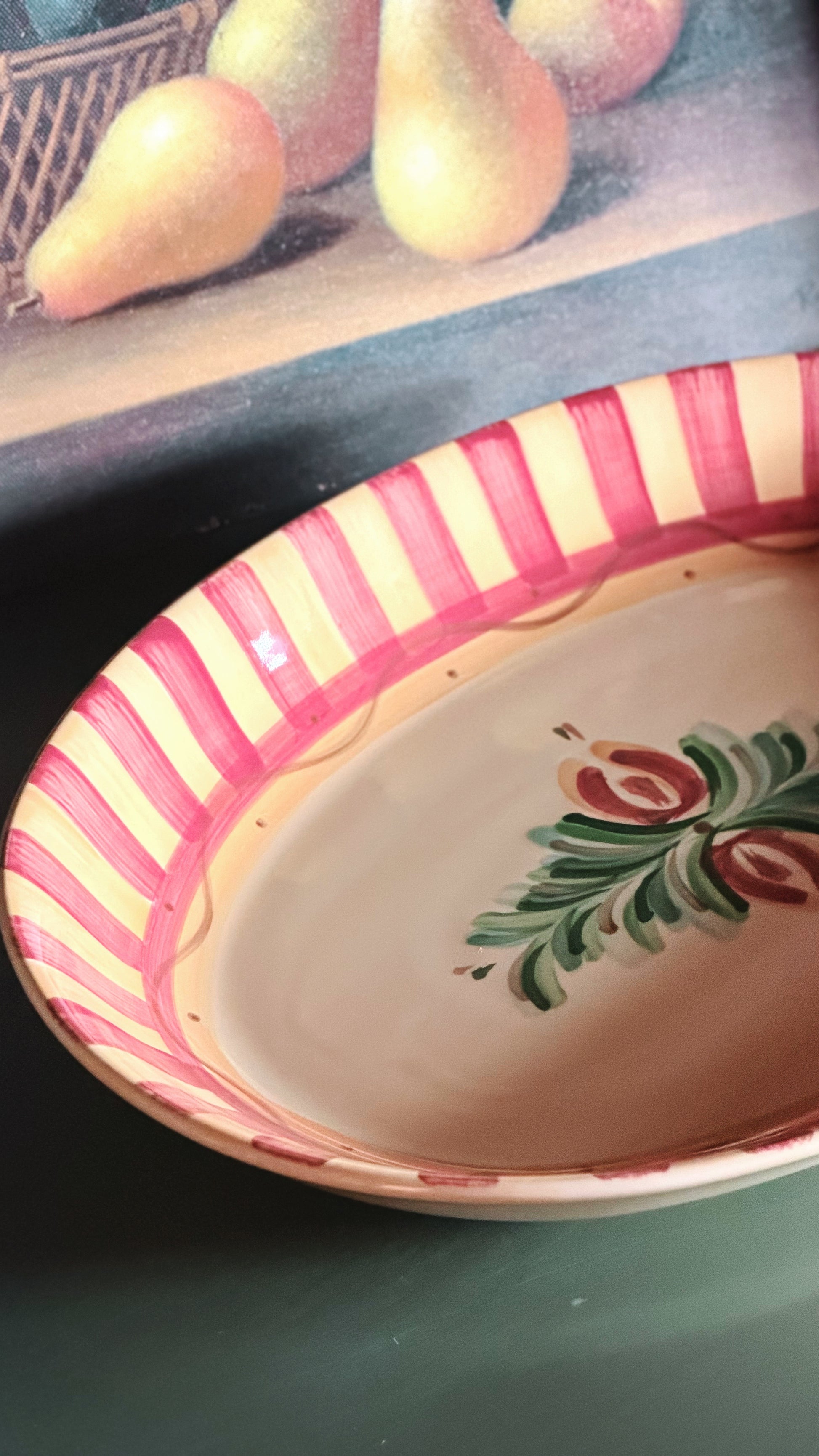 close up of a Vintage Gail Pittman Siena Serving Platter