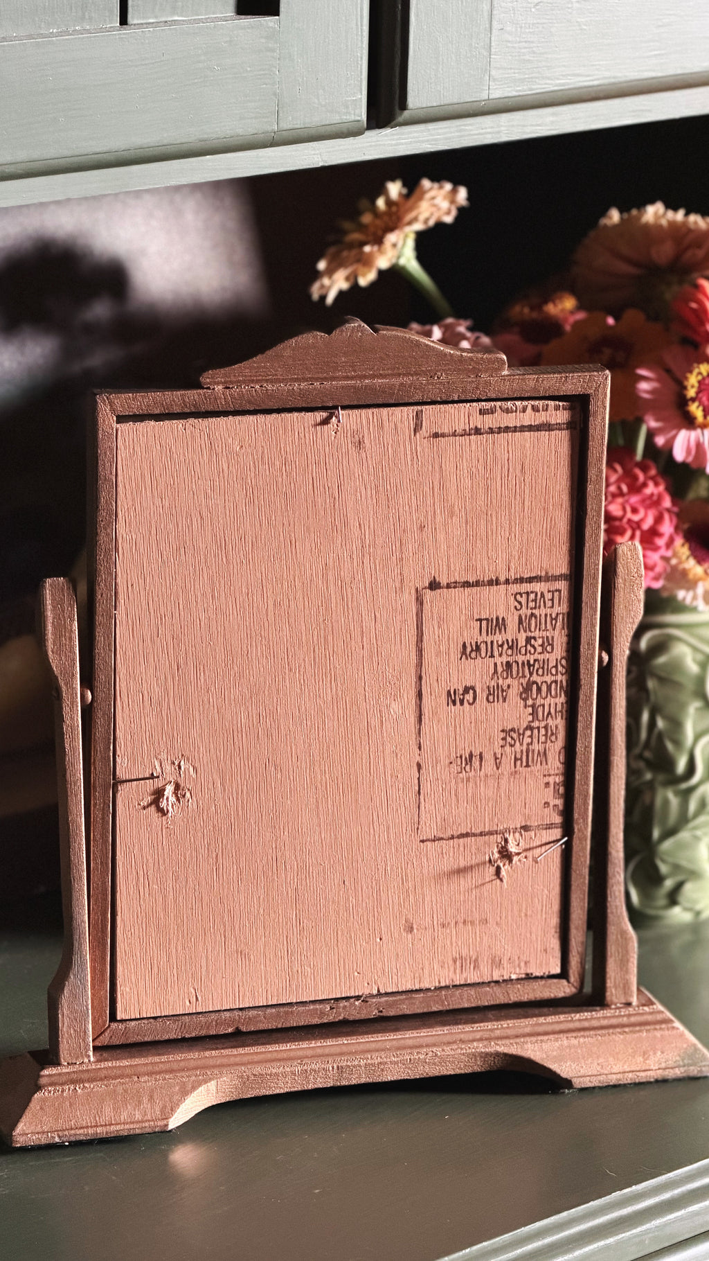 rear side of a Vintage Gold-Toned Easel Picture Frame 