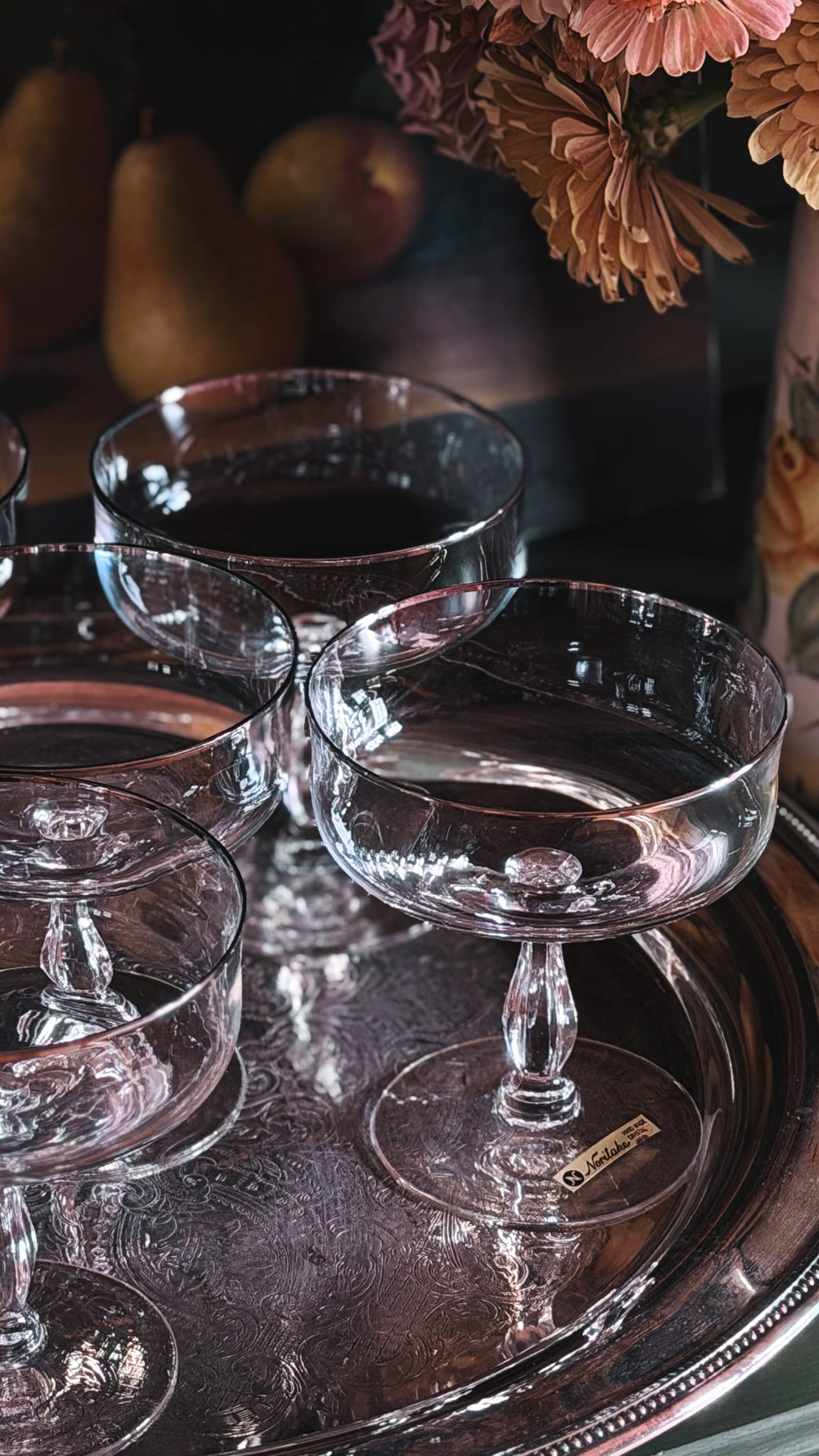 Vintage Noritake Rhythm Crystal Champagne Coupe | Silver Rim