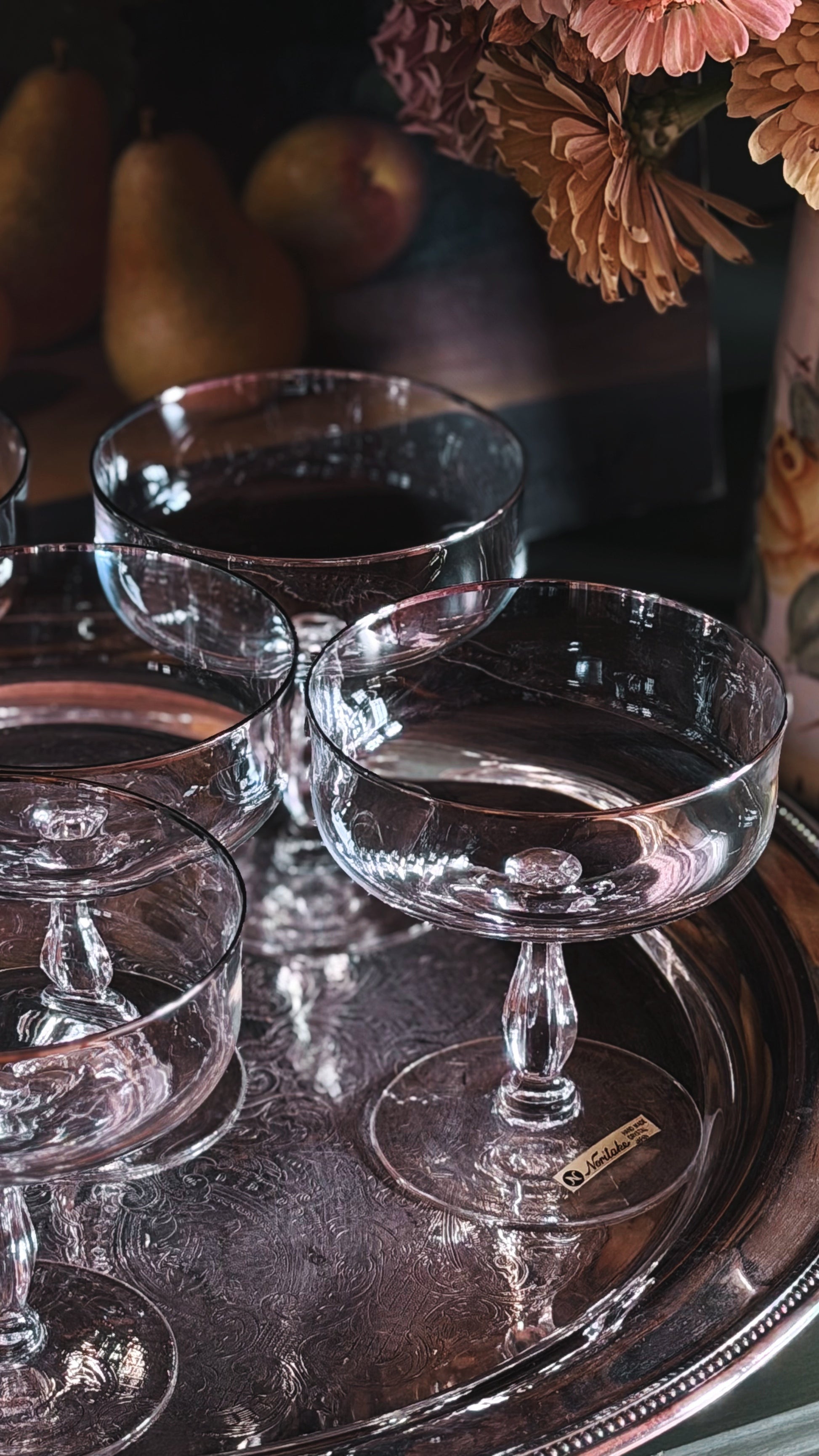 Vintage Noritake Rhythm Crystal Champagne Coupe | Silver Rim