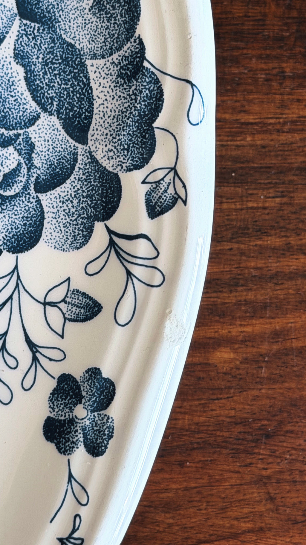 Vintage Quadrifoglio Italy Blue Chintz Floral Dinner Plate