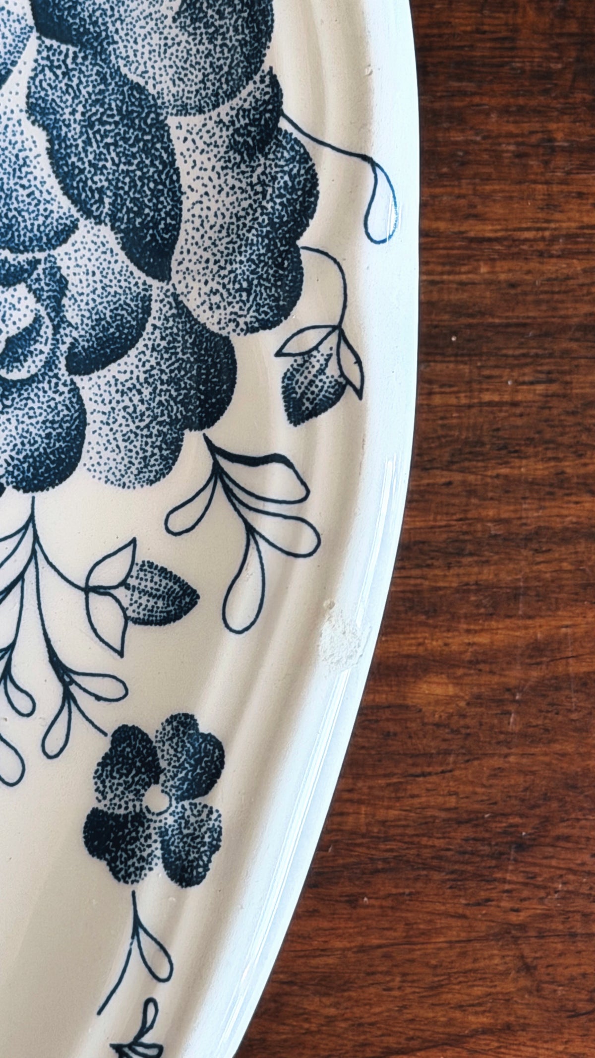 Vintage Quadrifoglio Italy Blue Chintz Floral Dinner Plate
