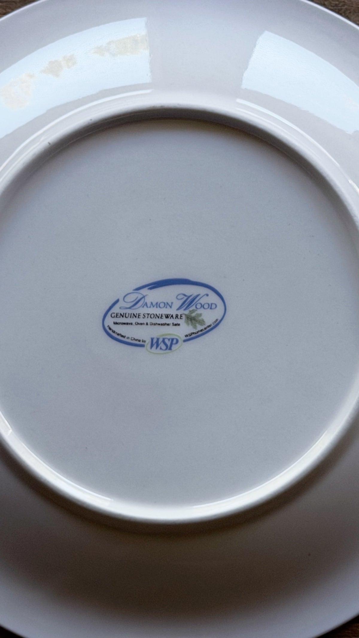 Vintage Damon Wood Genuine Stoneware Salad Plate | Green Leaf & Stripe Pattern