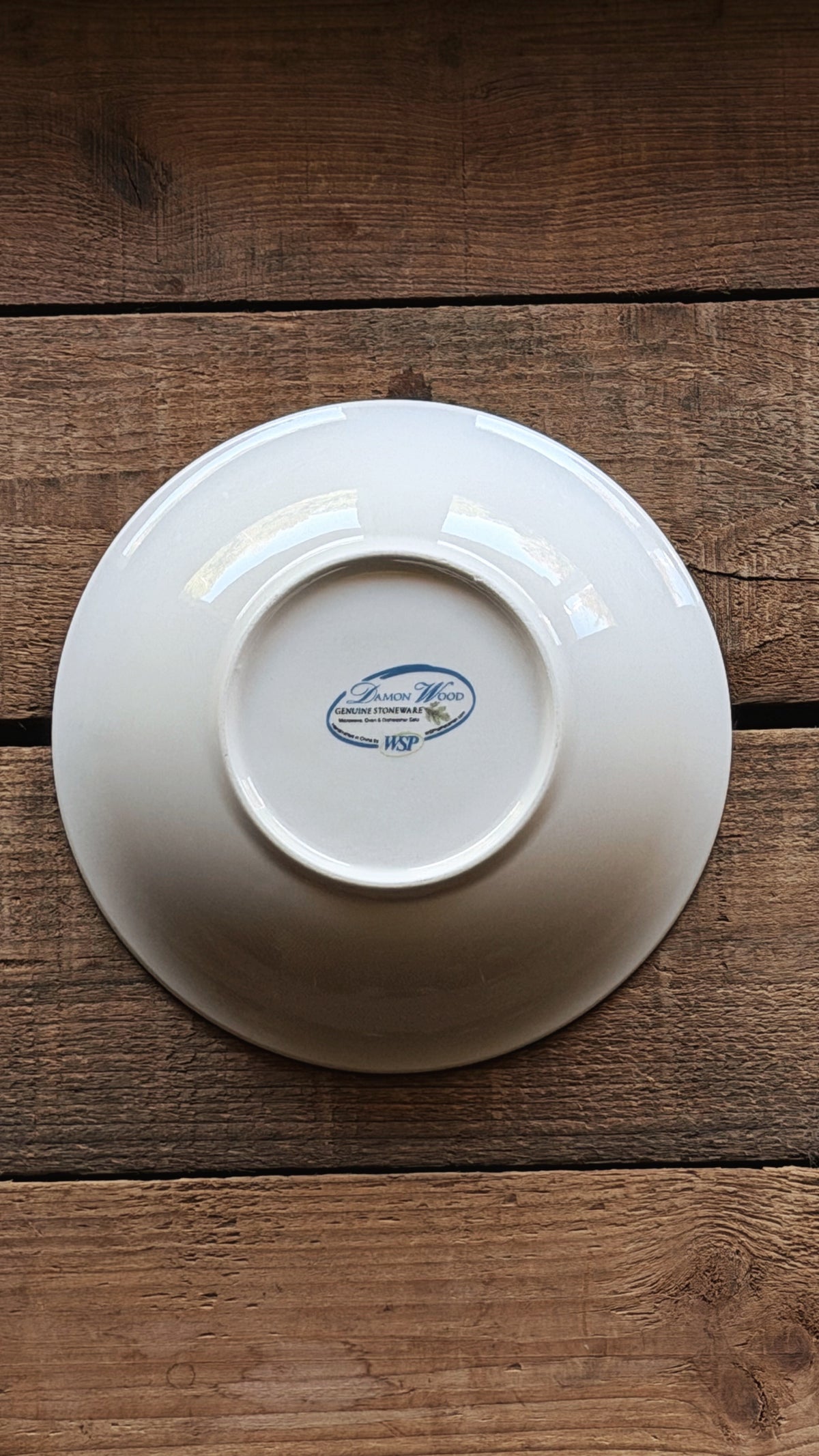 Vintage Damon Wood Genuine Stoneware Cereal Bowl | Green Leaf Pattern