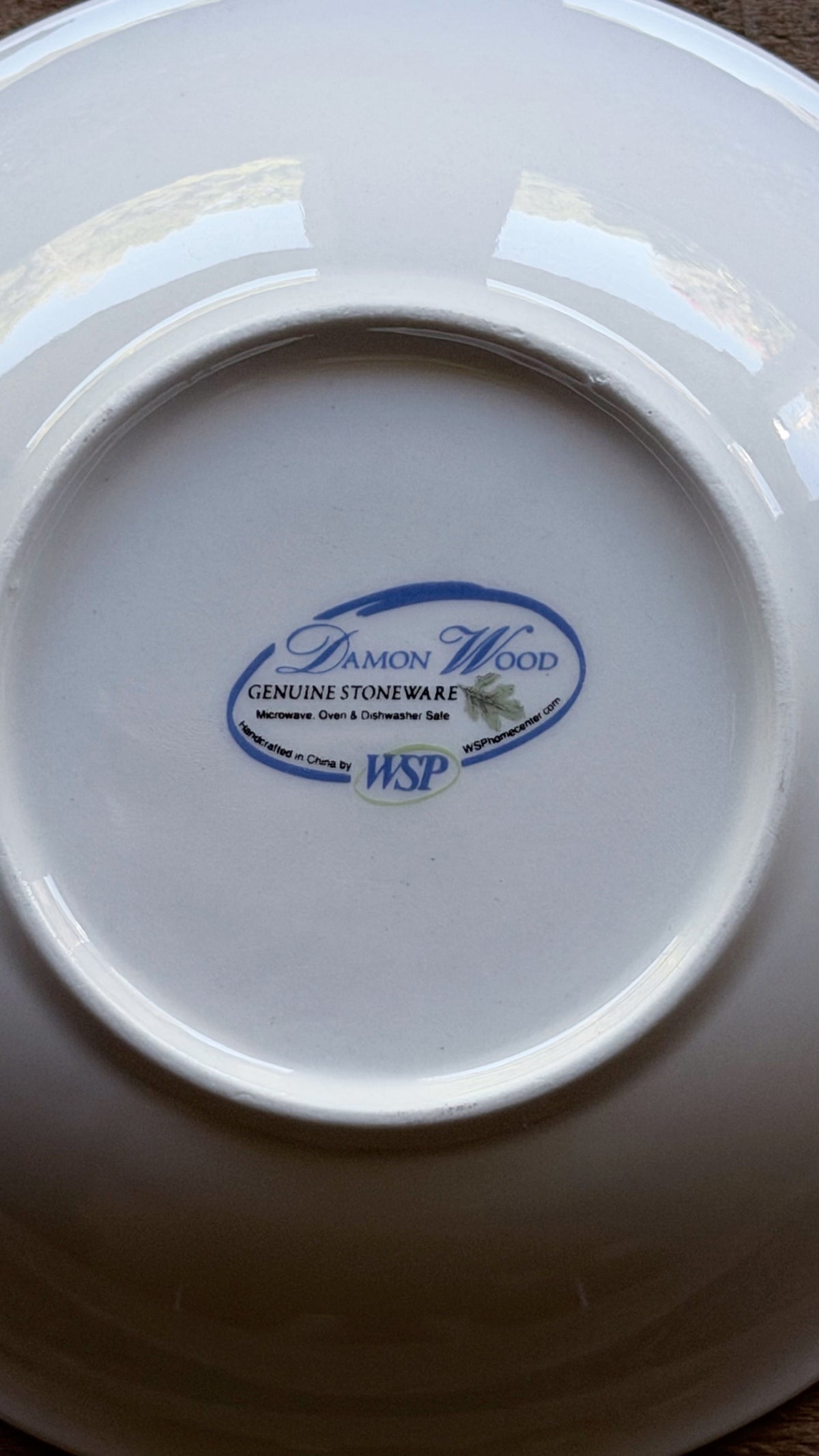 Vintage Damon Wood Genuine Stoneware Cereal Bowl | Green Leaf Pattern