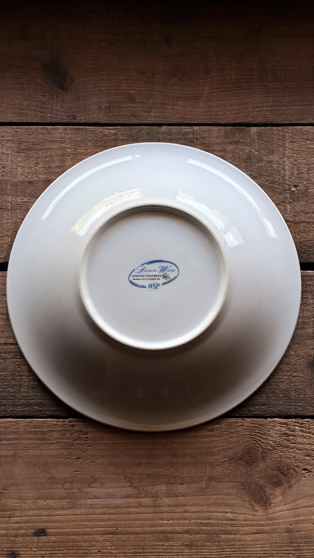Vintage Damon Wood Genuine Stoneware Soup Bowl | Green Leaf & Pink Floral Pattern
