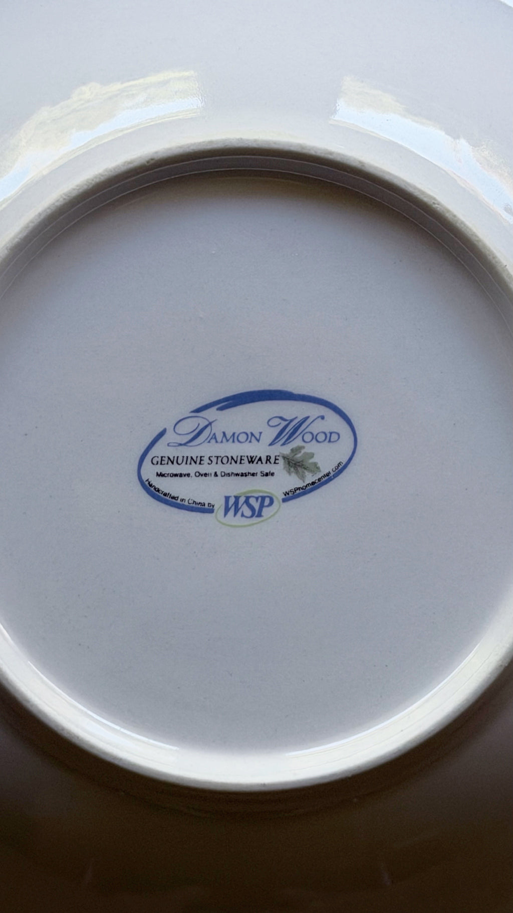 Vintage Damon Wood Genuine Stoneware Soup Bowl | Green Leaf & Pink Floral Pattern