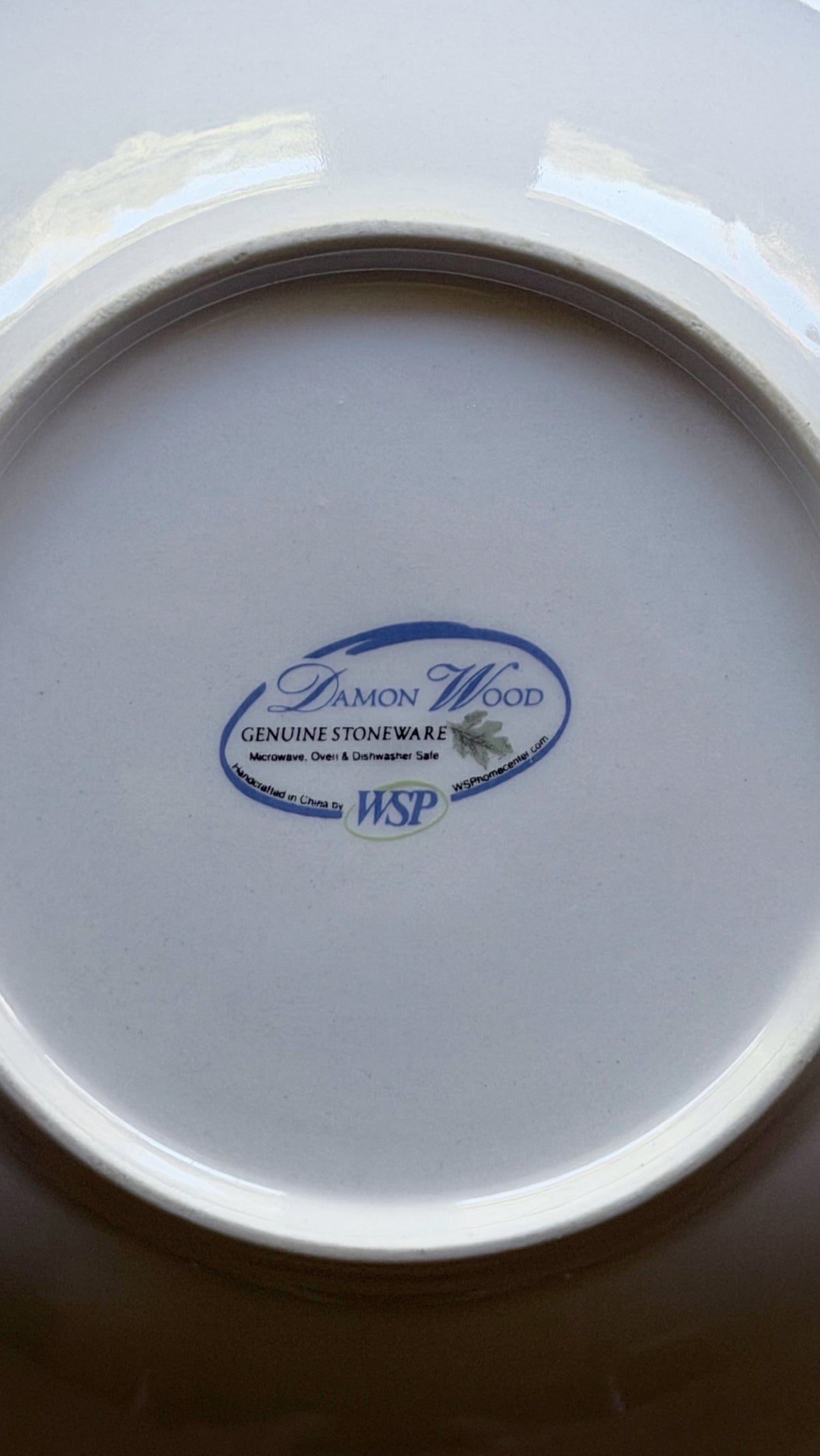 Vintage Damon Wood Genuine Stoneware Soup Bowl | Green Leaf & Pink Floral Pattern