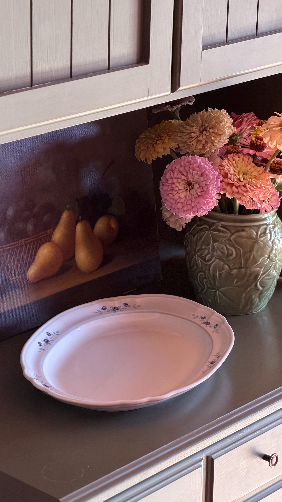 Vintage Pfaltzgraff Poetry Blue Floral Stoneware Serving Platter | 14 3/4"