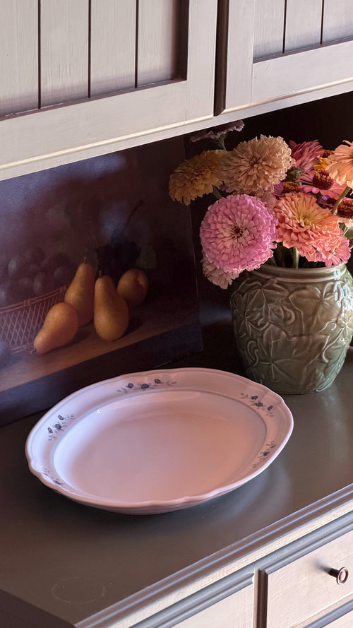 Vintage Pfaltzgraff Poetry Blue Floral Stoneware Serving Platter | 14 3/4"
