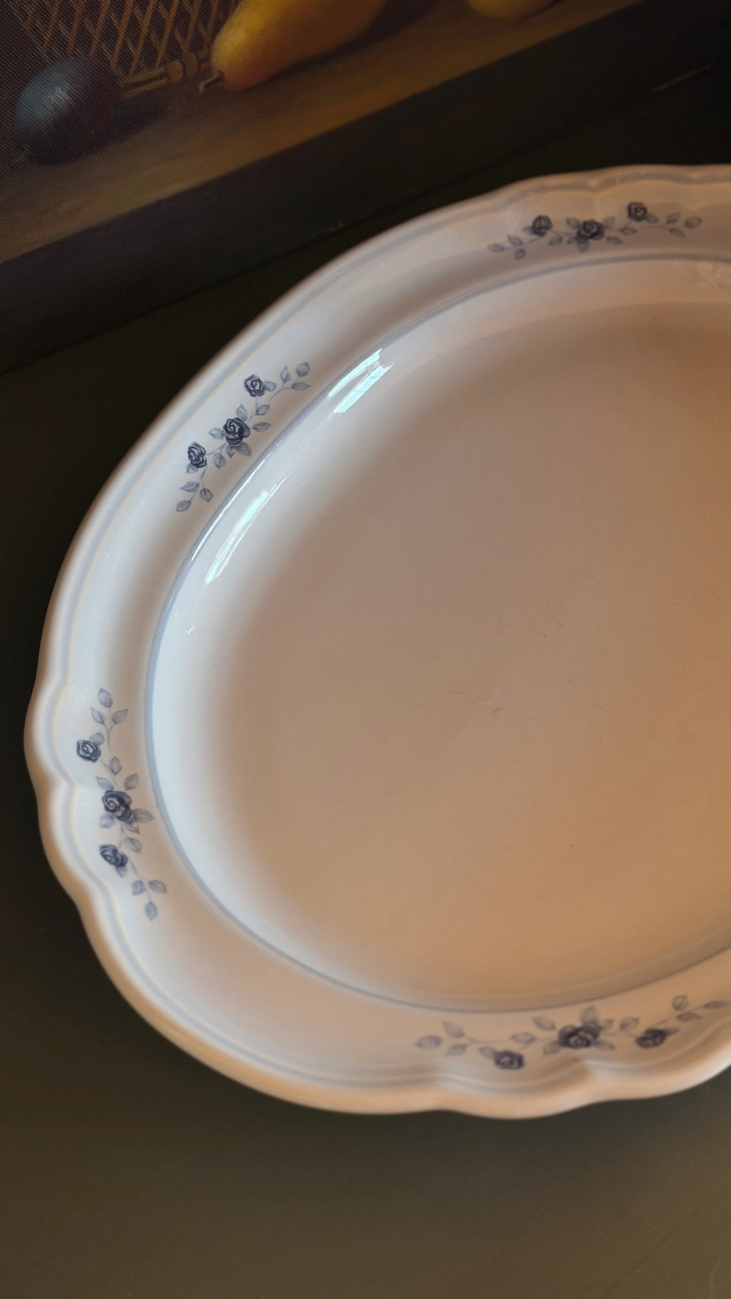 Vintage Pfaltzgraff Poetry Blue Floral Stoneware Serving Platter | 14 3/4"