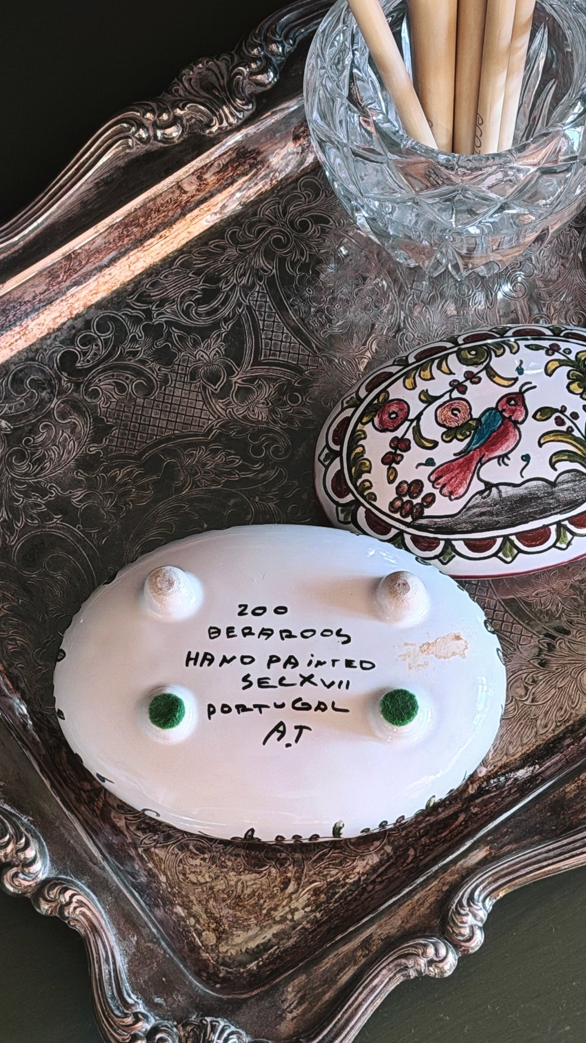 Vintage Lord Bernardo's Hand-Painted Portuguese Footed Trinket Box