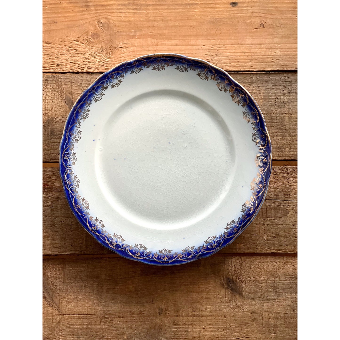 Set of 3 Antique Flow Blue Luncheon Plates