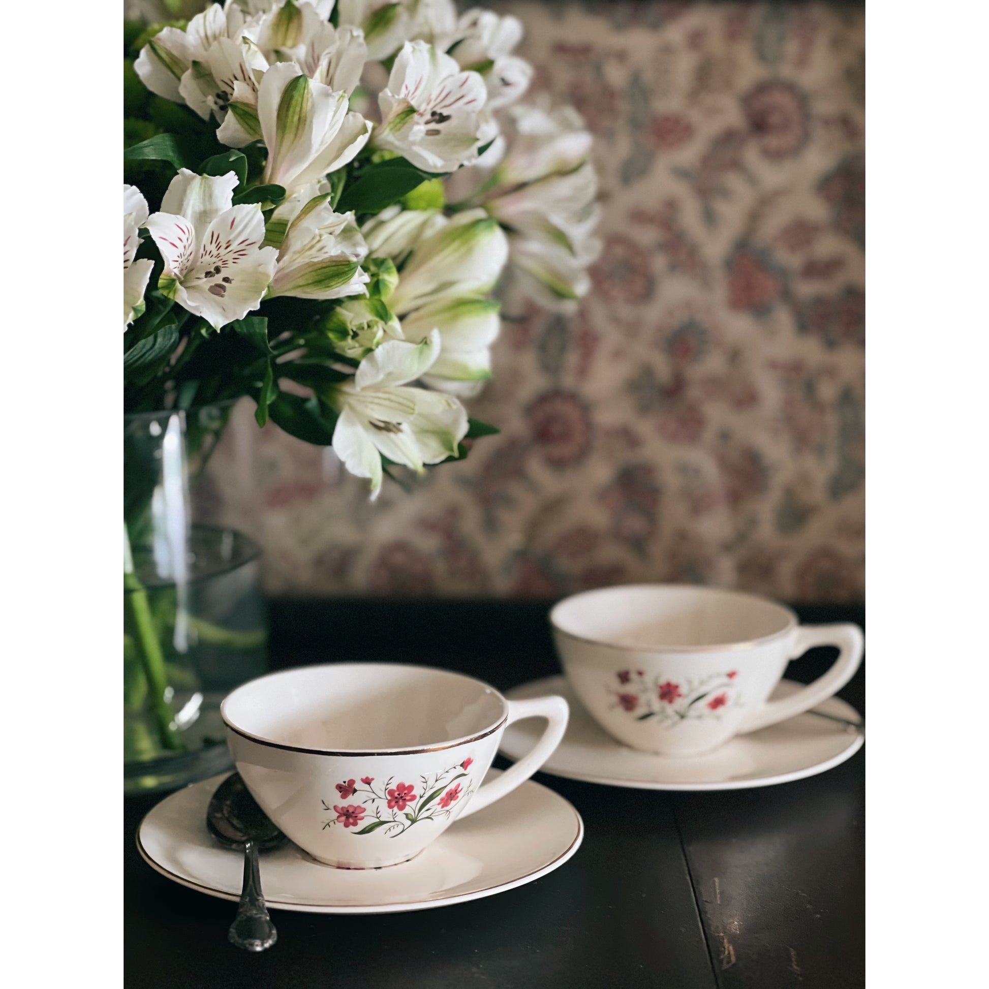 Pair of Vintage Floral Teacups & Saucer Sets