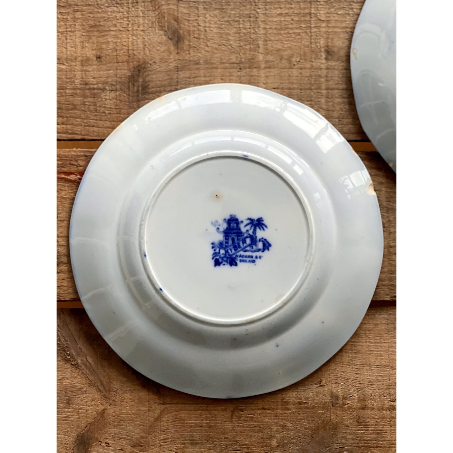 Pair of Antique Adams Kyber Flow Blue Salad Plates