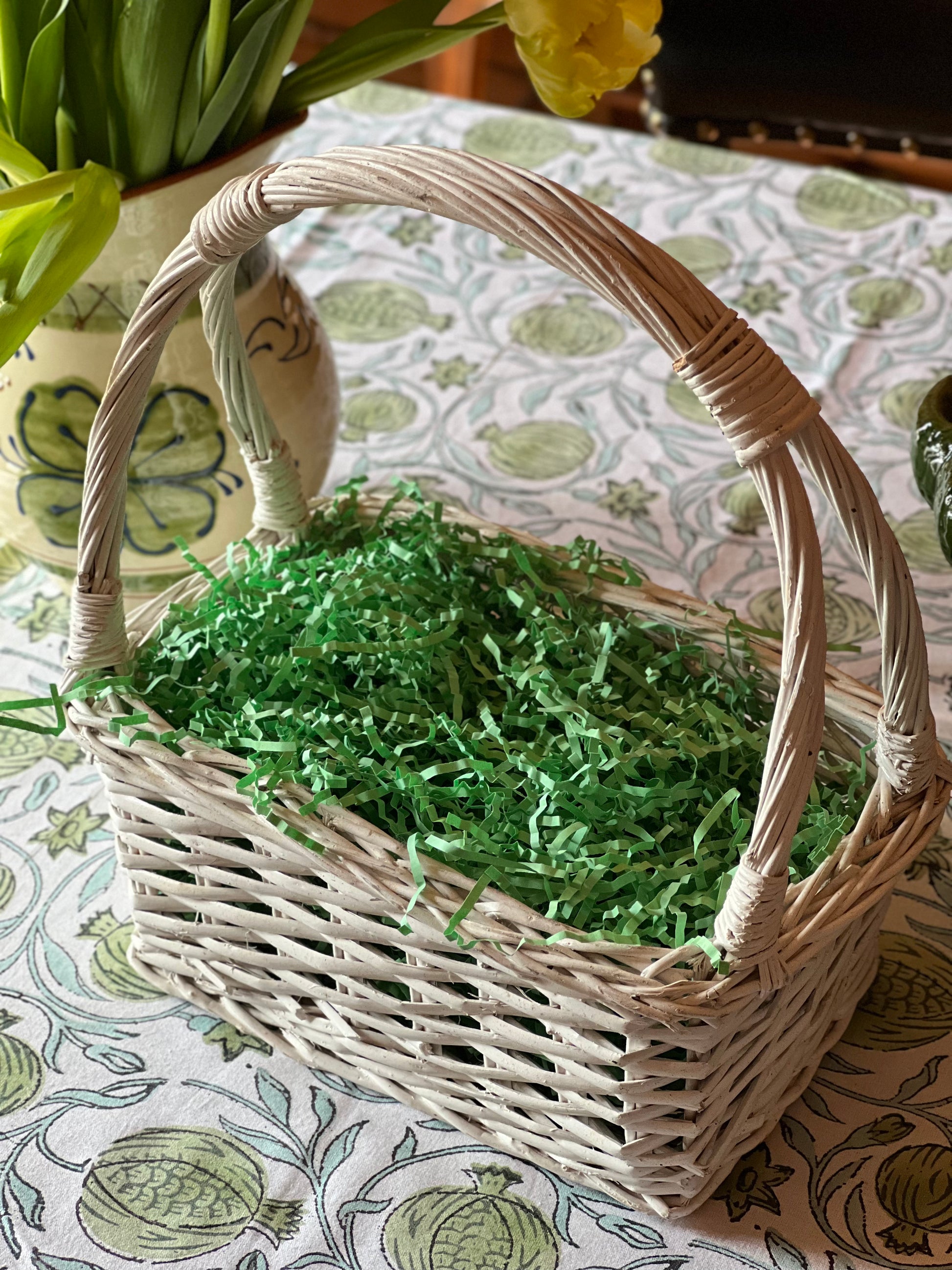 Vintage White Wicker Easter Basket