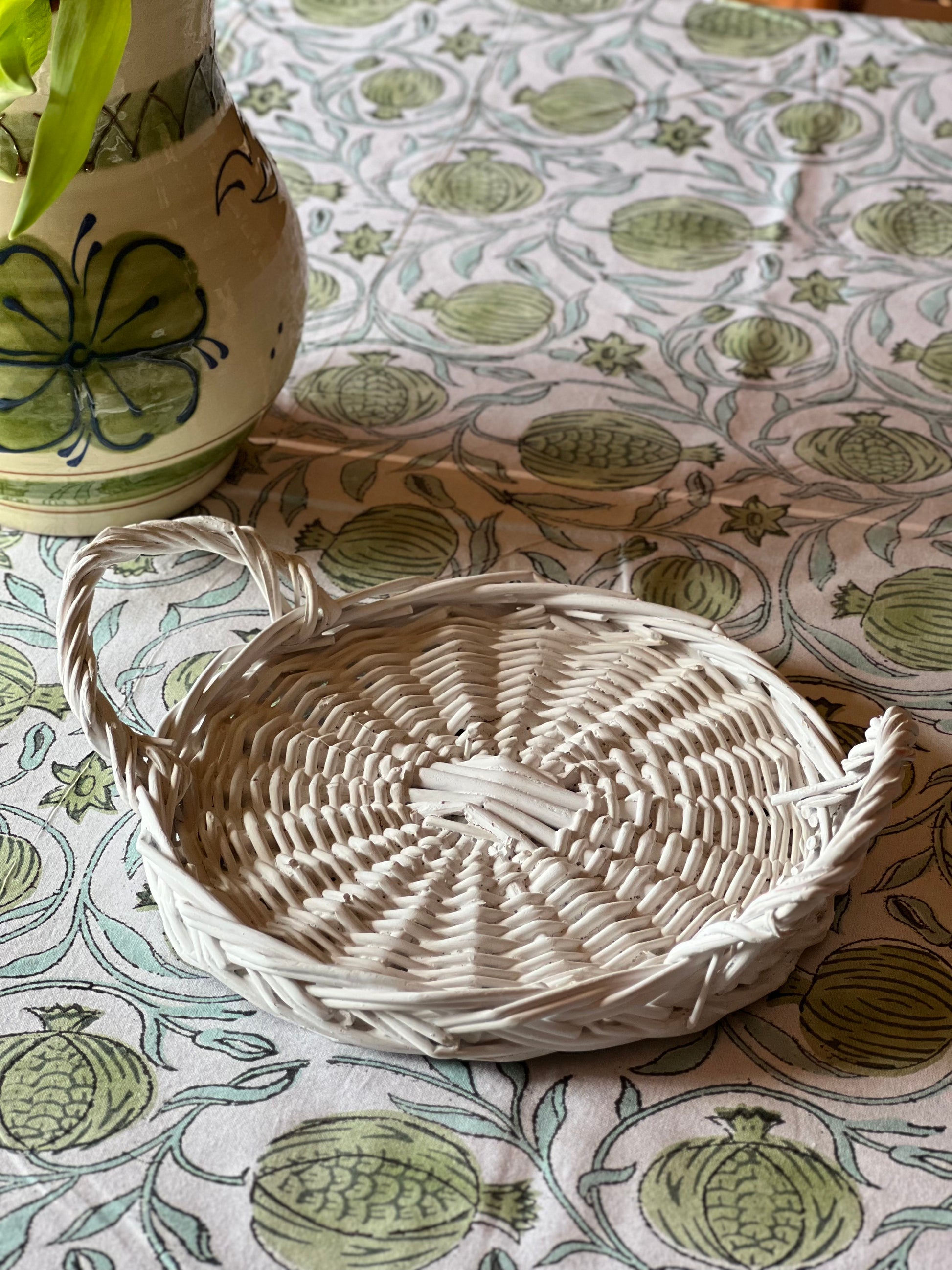 Small White Wicker Vintage Tray