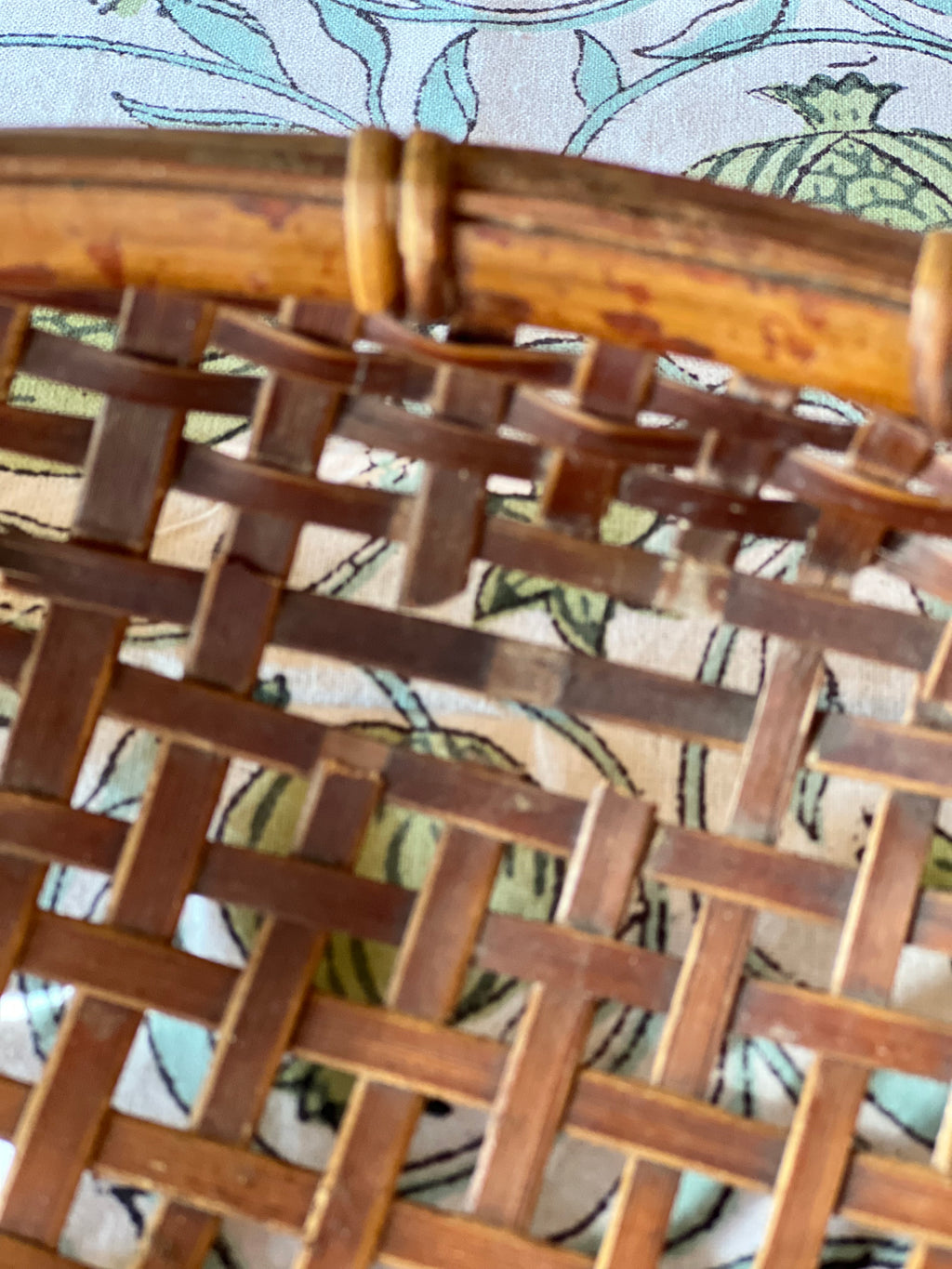 Vintage Single Handle Basket with Caned Bottom