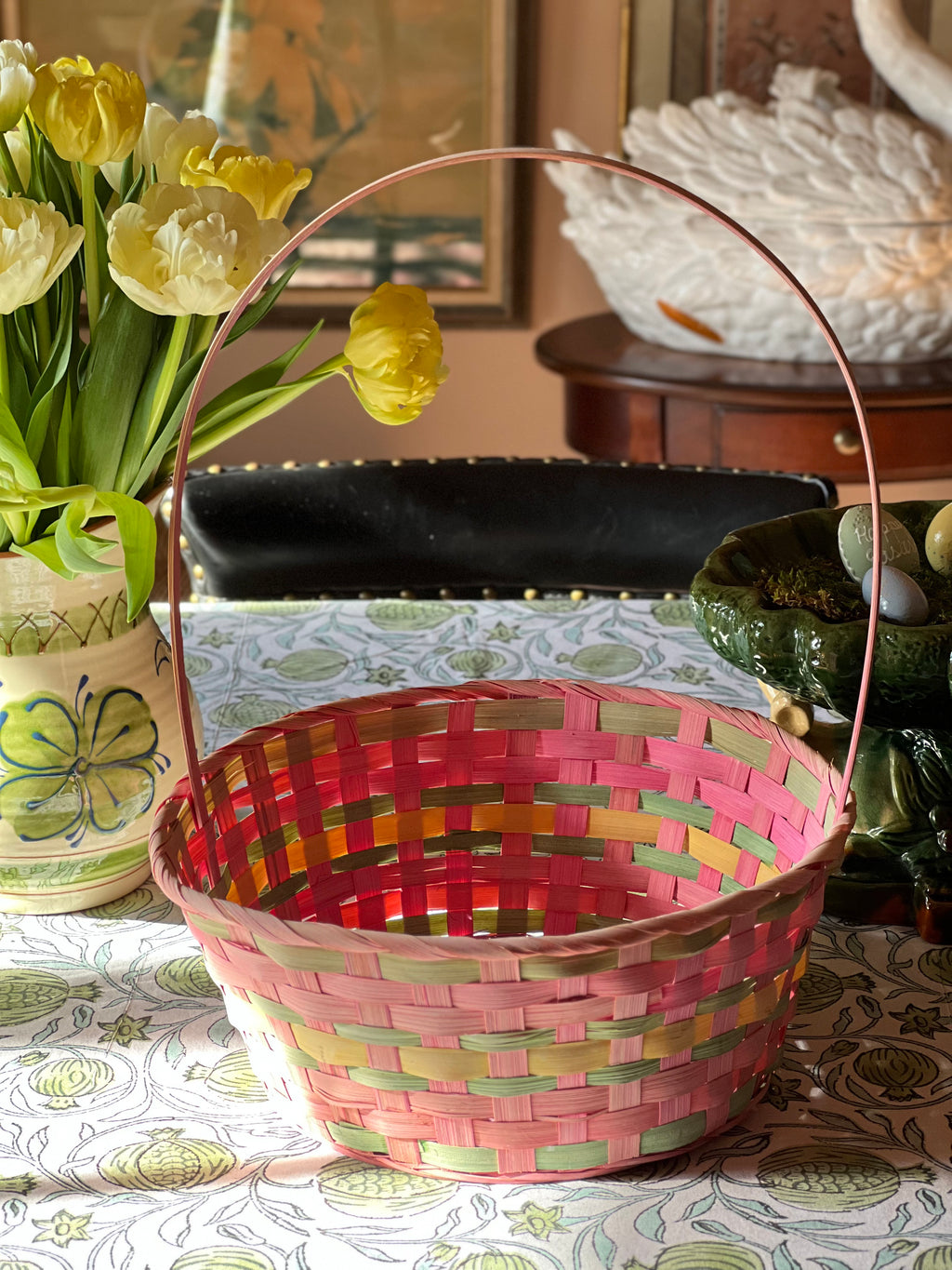 vintage pink Easter basket