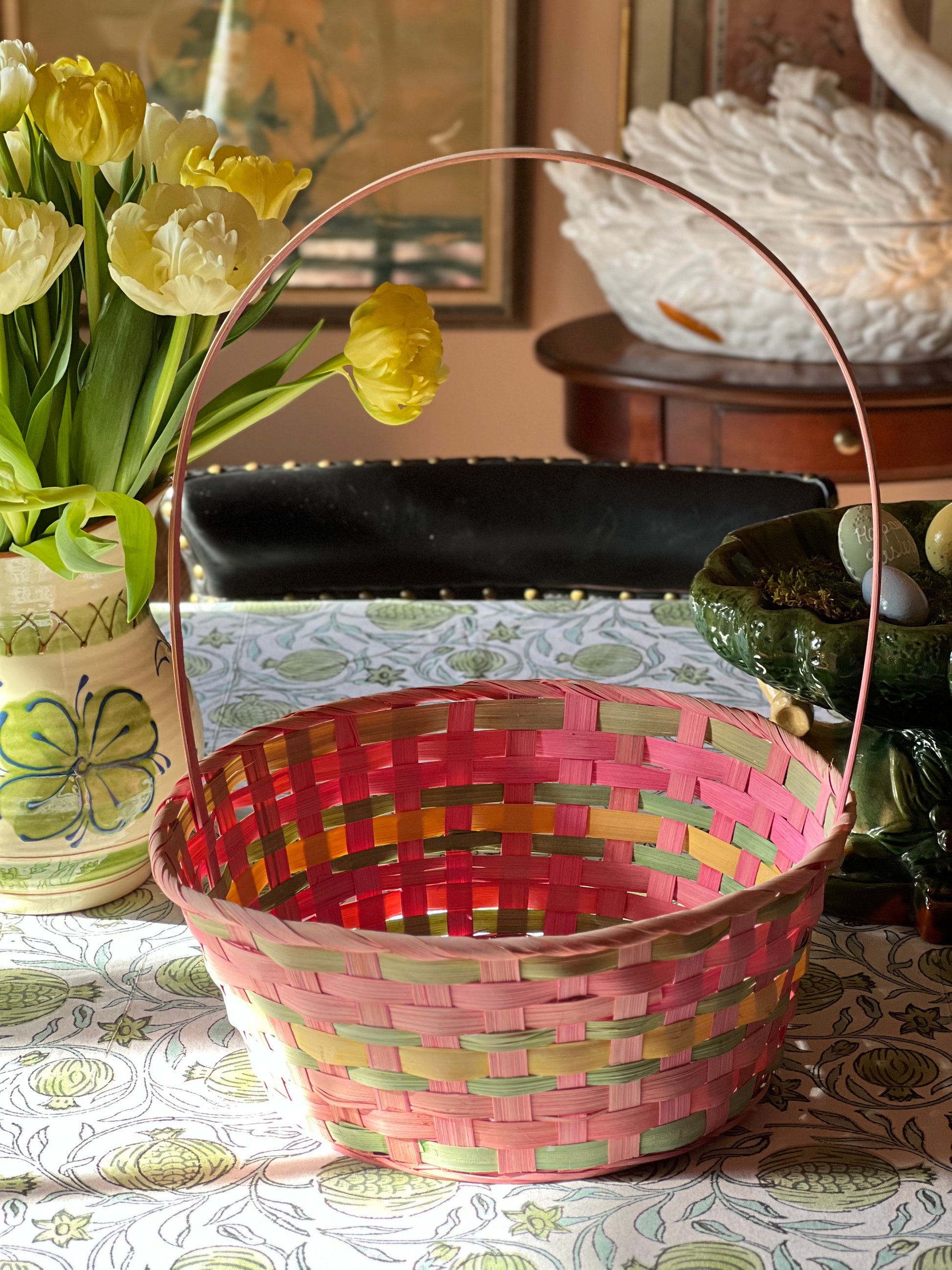 vintage pink Easter basket