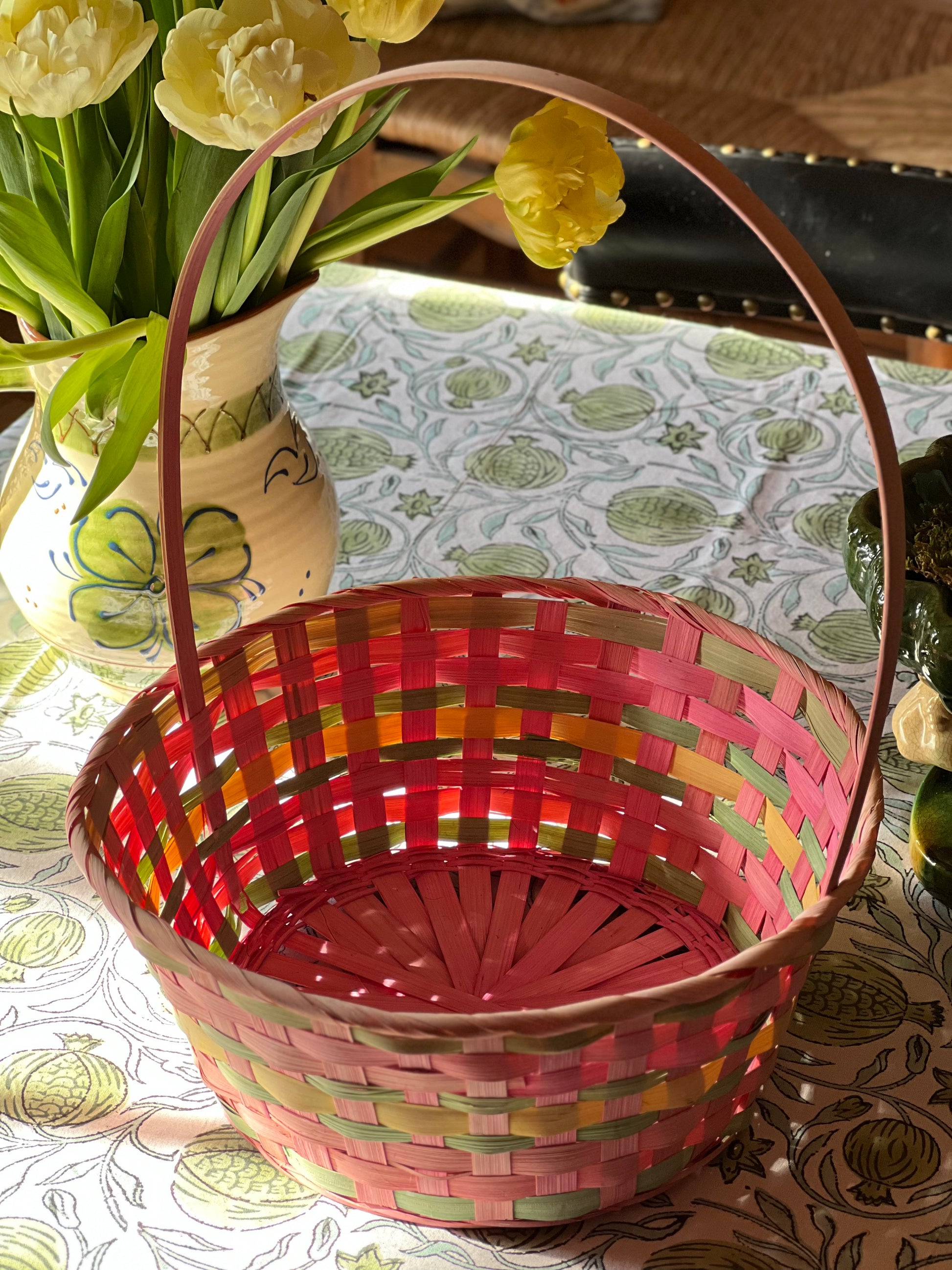 Large Vintage Pink Easter Basket