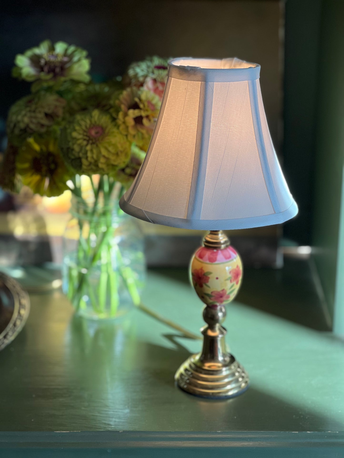 Vintage Brass & Ceramic Candle Lamp