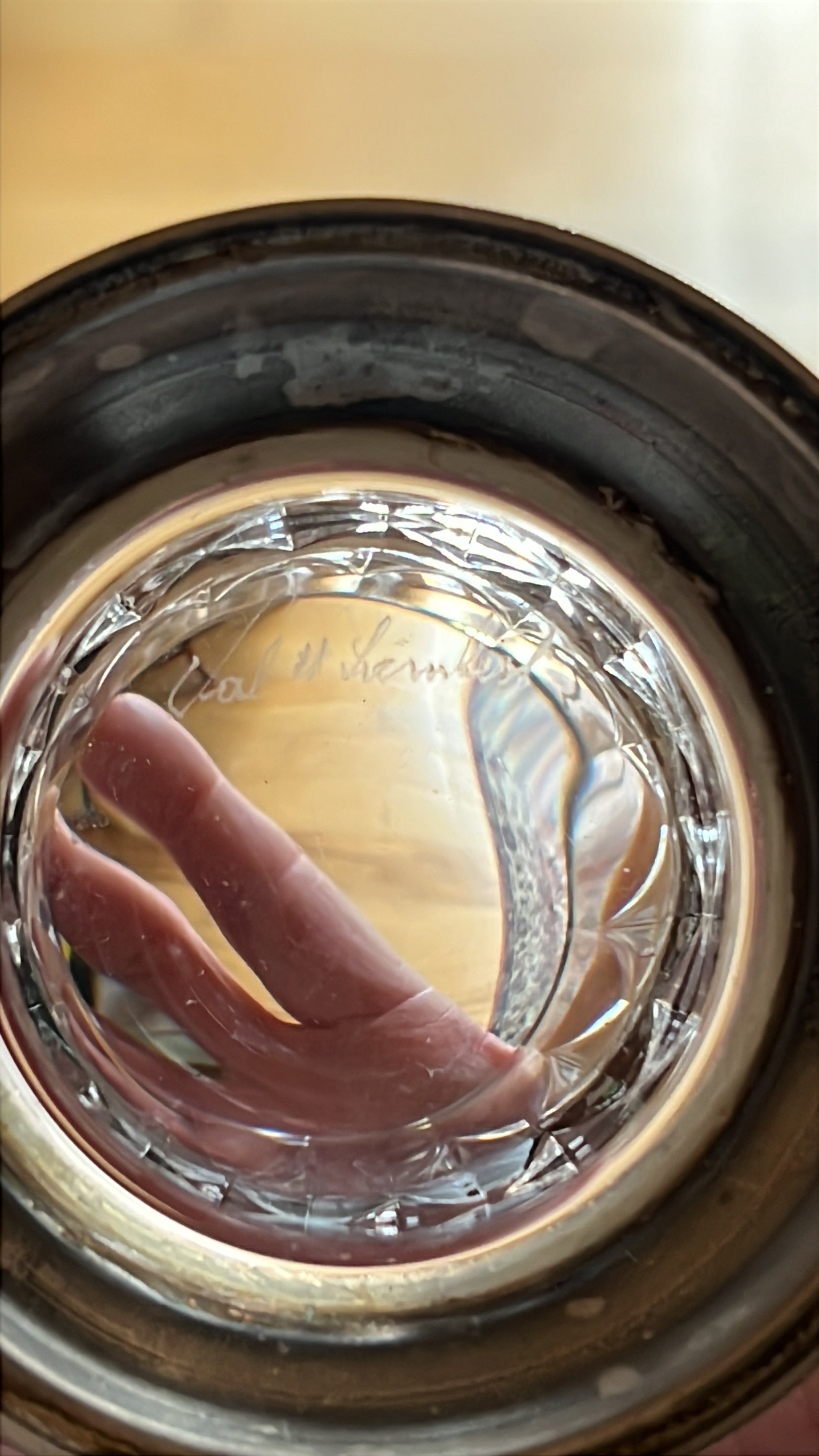 Vintage Val St. Lambert Crystal & Silver Rim Creamer & Sugar Bowl Set