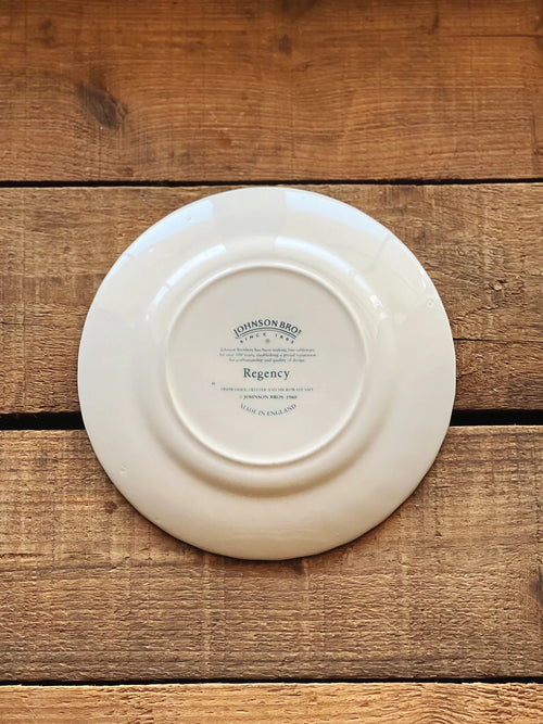 Green Johnson Brothers England maker’s mark on vintage Regency bread plate