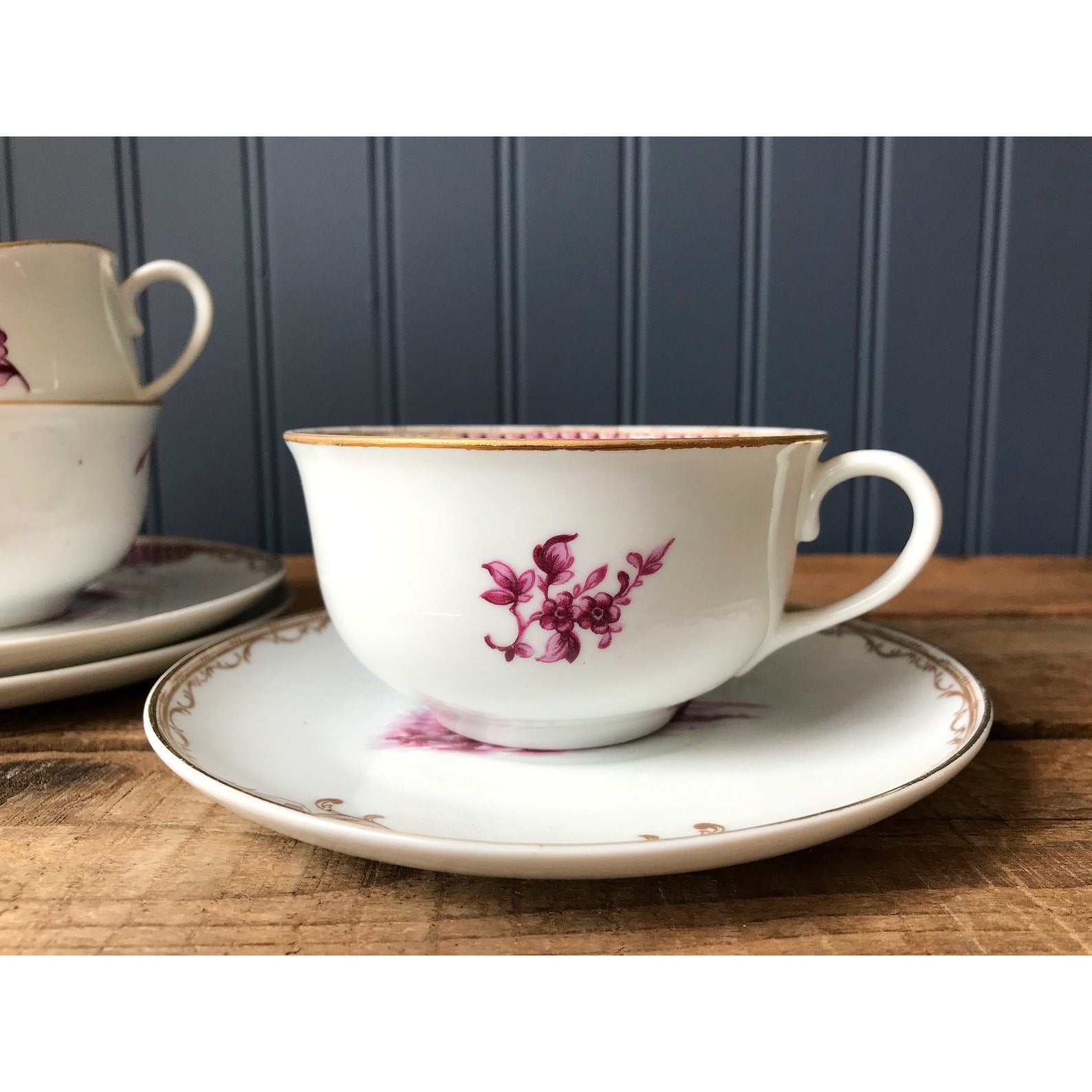 Vintage Cerabel Porcelaine De Baudour Tea Cup & Saucer Set