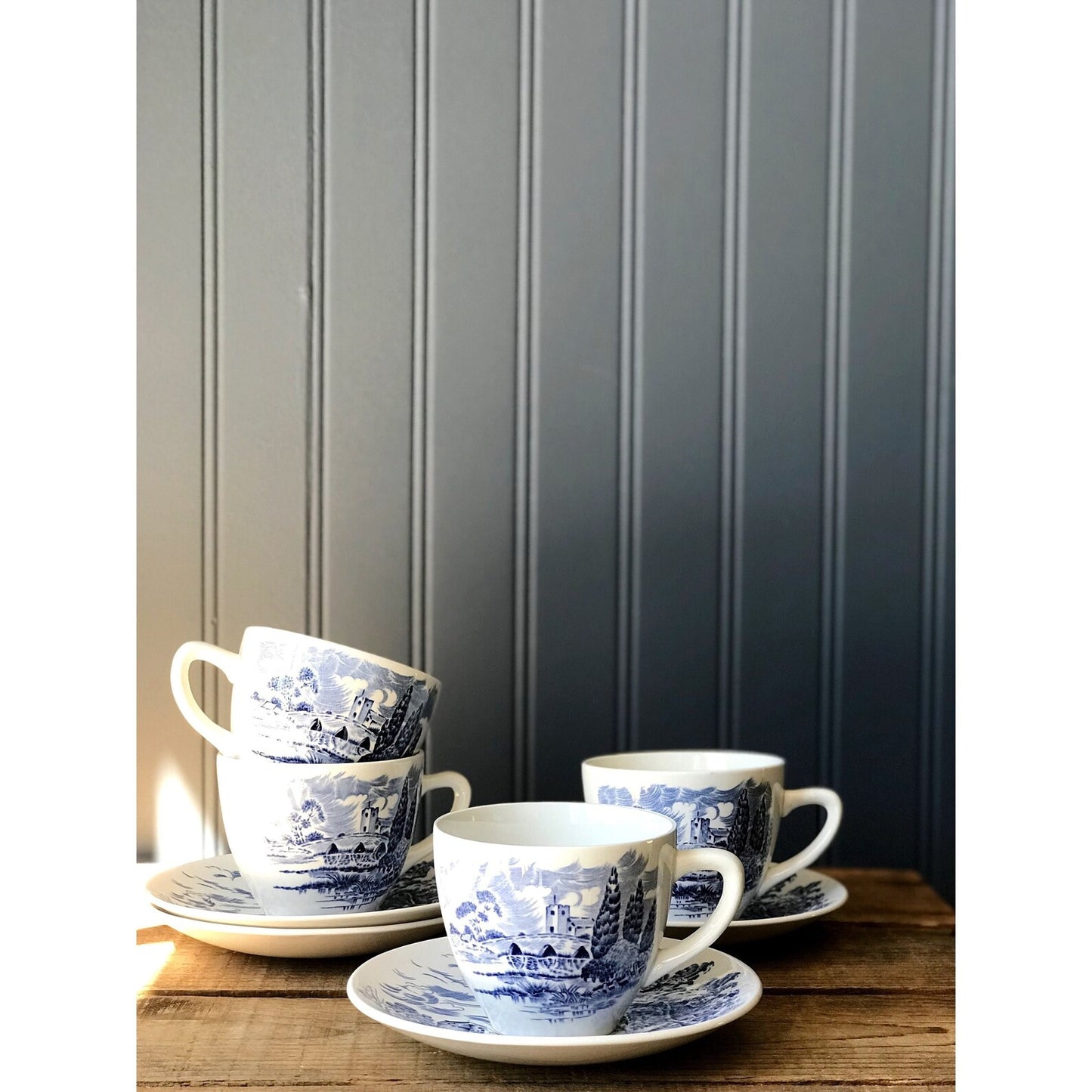 Enoch Wedgwood Countryside Blue Vintage Teacup & Saucer Set